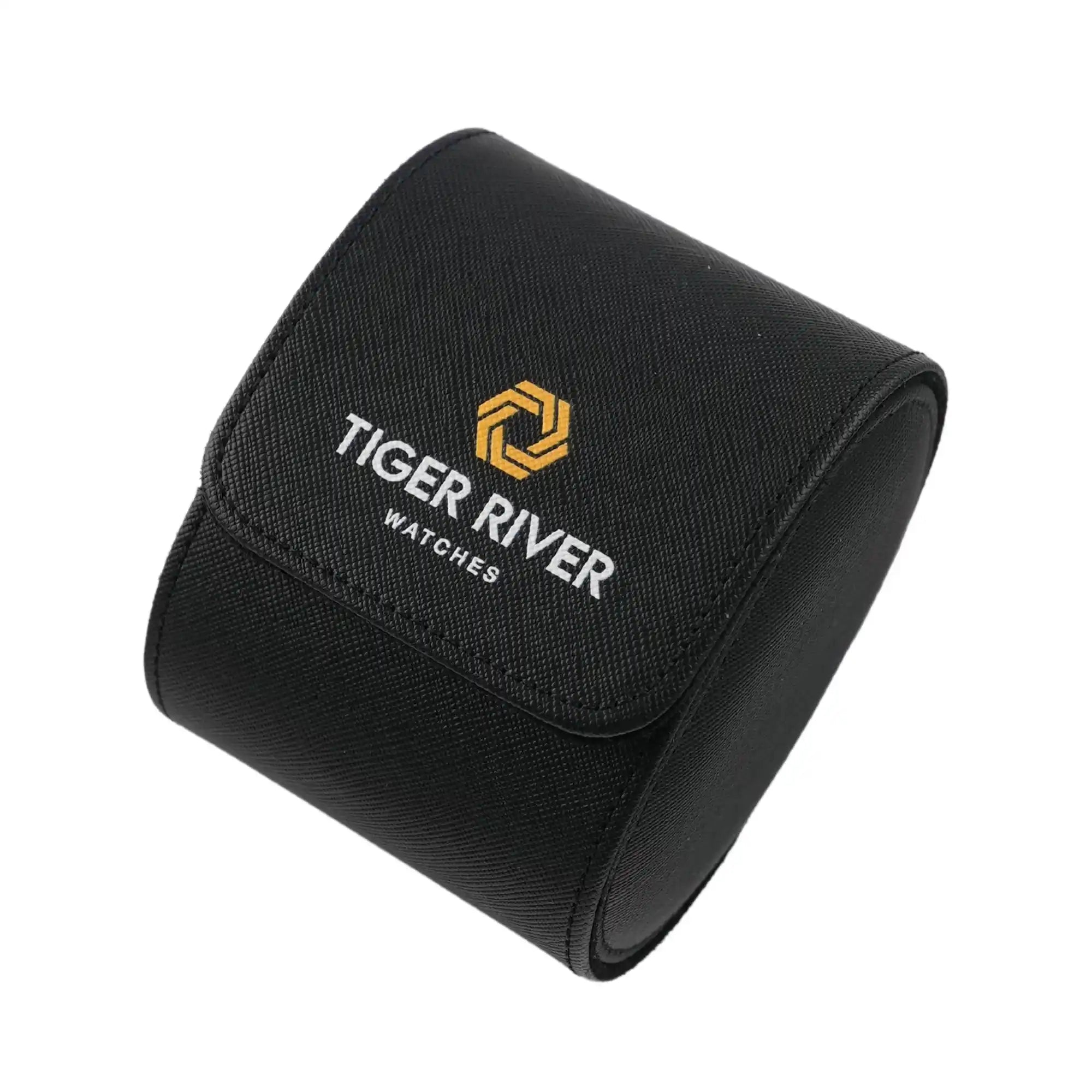 Black Leather Travel Watch Case – Single Watch - Side