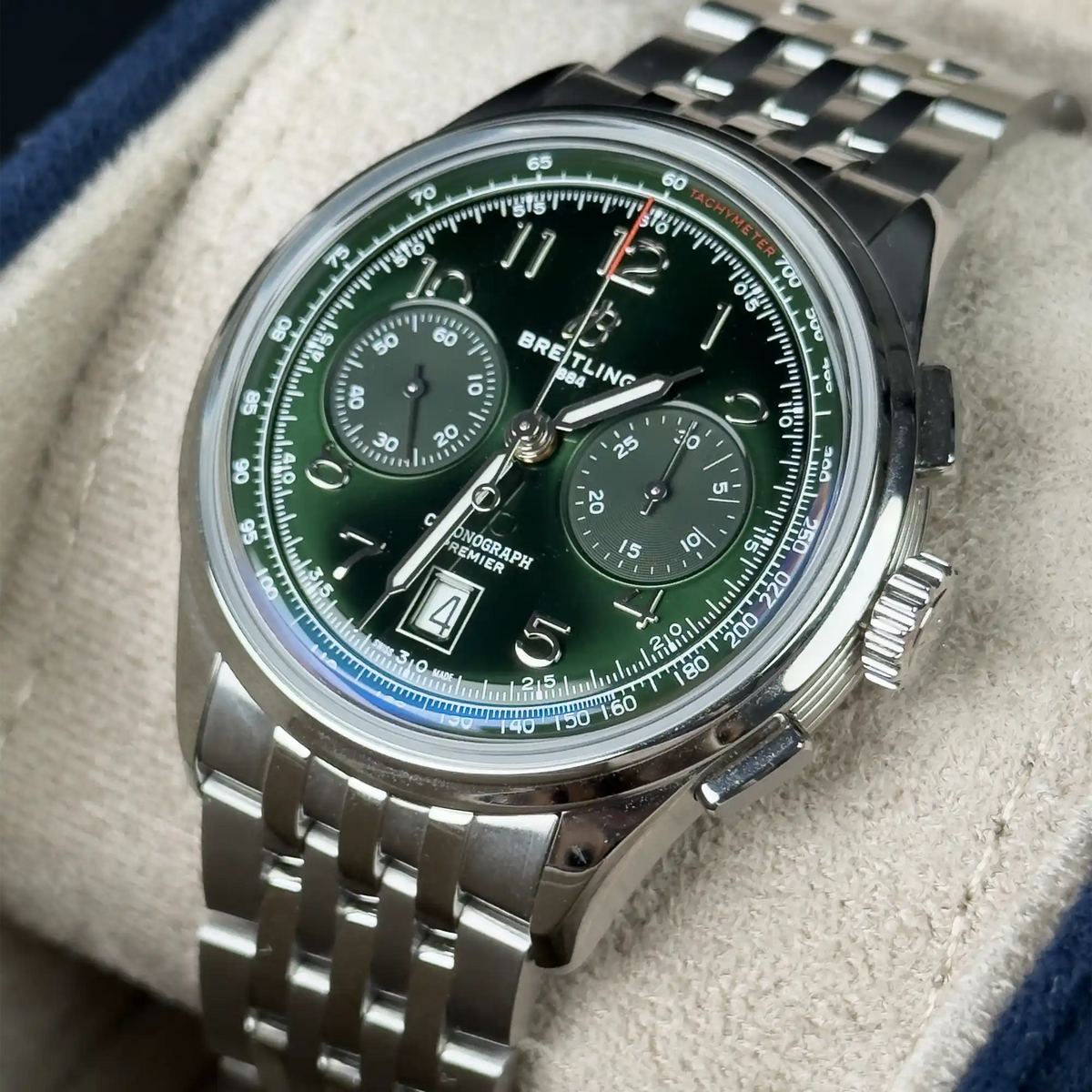 Breitling Premier B01 Chronograph Green Dial 42mm AB0145 - Right