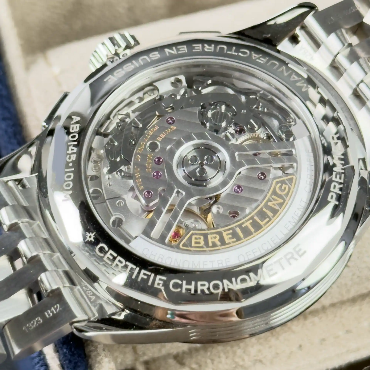 Breitling Premier B01 Chronograph White Dial 42mm AB0145 - Case back