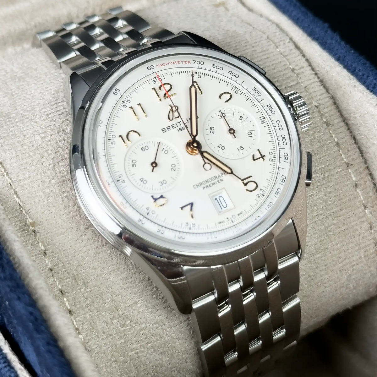 Breitling Premier B01 Chronograph White Dial 42mm AB0145 - Left