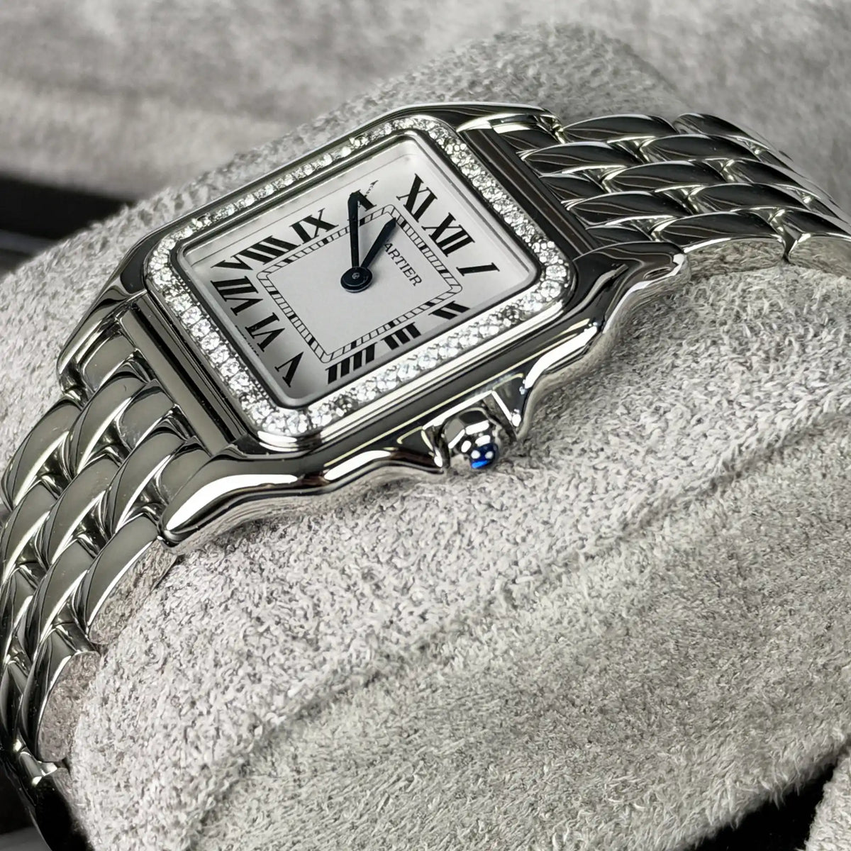 Cartier Panthère de Medium Silvered Dial Diamond Bezel Steel 27mm W4PN0018 - Side 2