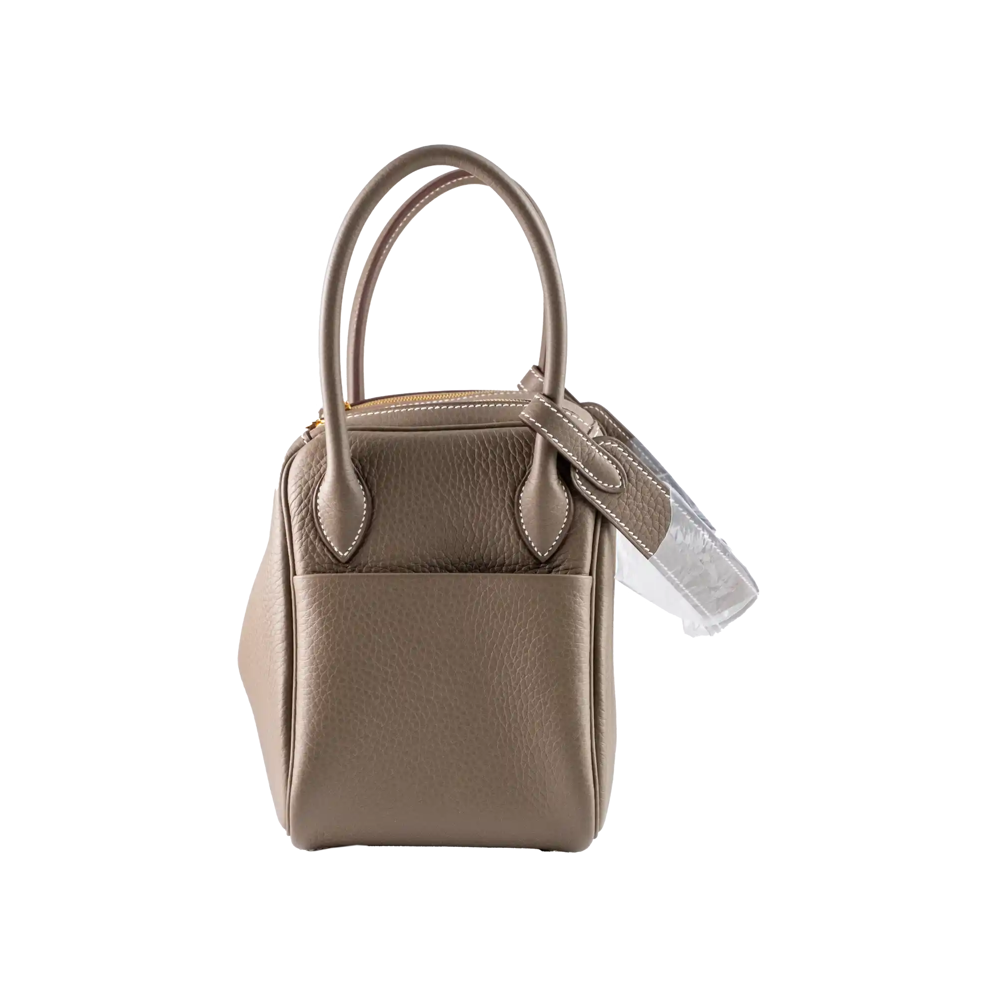 Hermes Lindy 26 Etoupe Clemence Leather Gold Hardware - Left