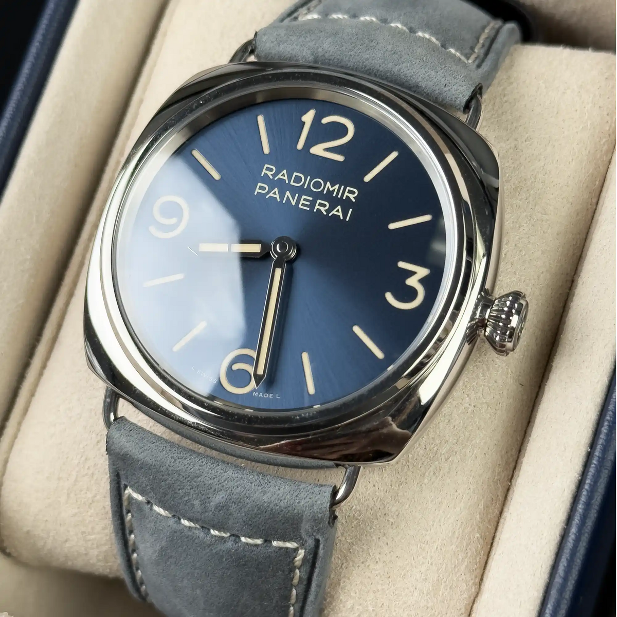 Panerai Radiomir Blue Dial Blue Gray Strap PAM01383 - Right