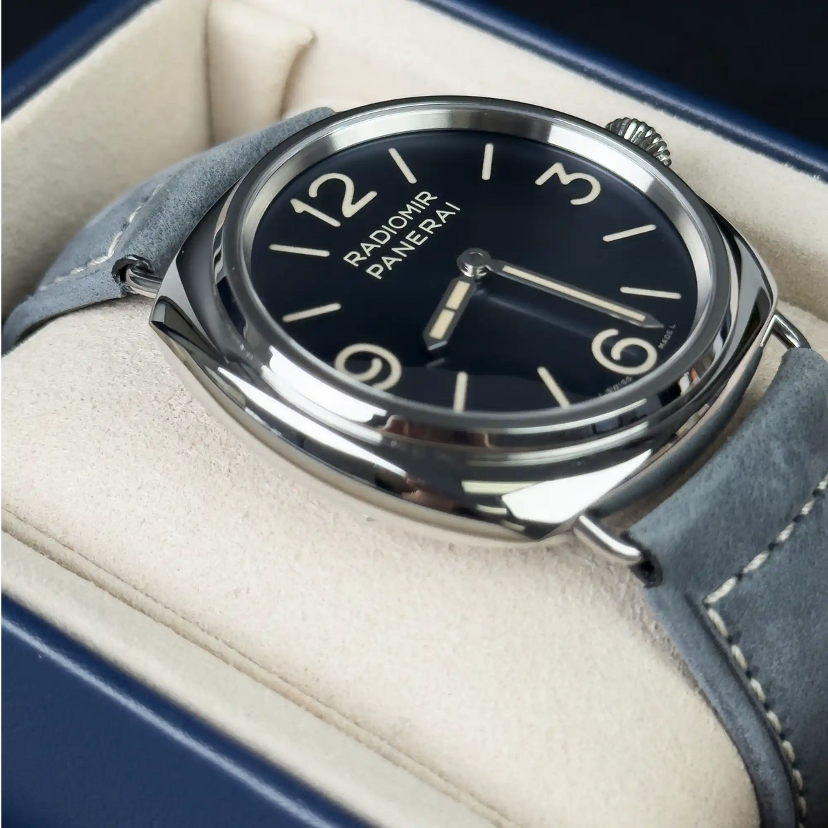 Panerai Radiomir Blue Dial Blue Gray Strap PAM01383 - Side 1