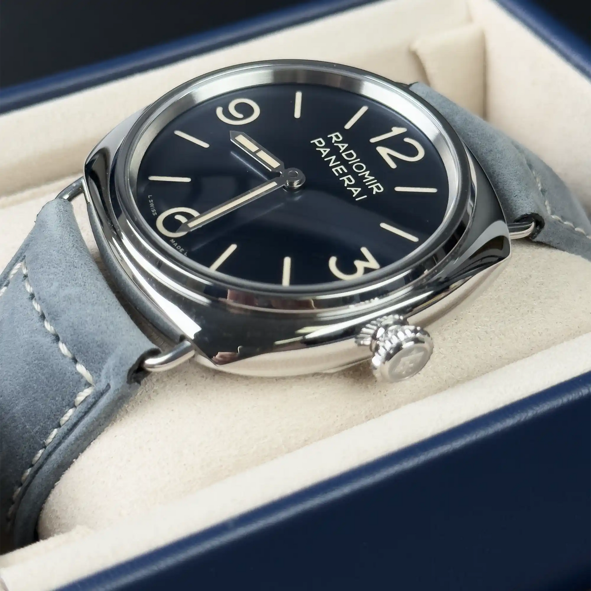 Panerai Radiomir Blue Dial Blue Gray Strap PAM01383 - Side 2