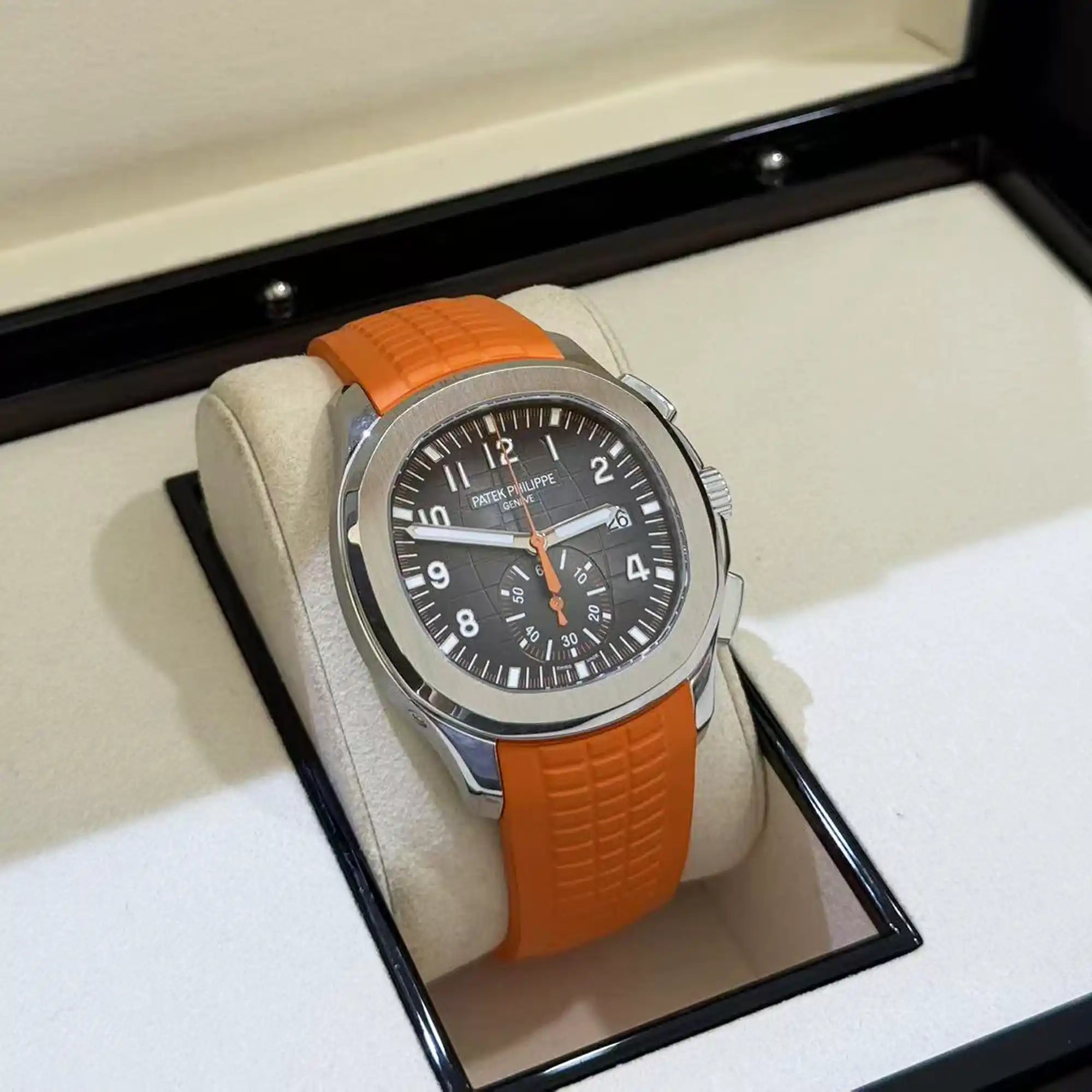 Patek Philippe Aquanaut Chronograph Steel 42.2mm Orange Bracelet 5968a-001 - Left