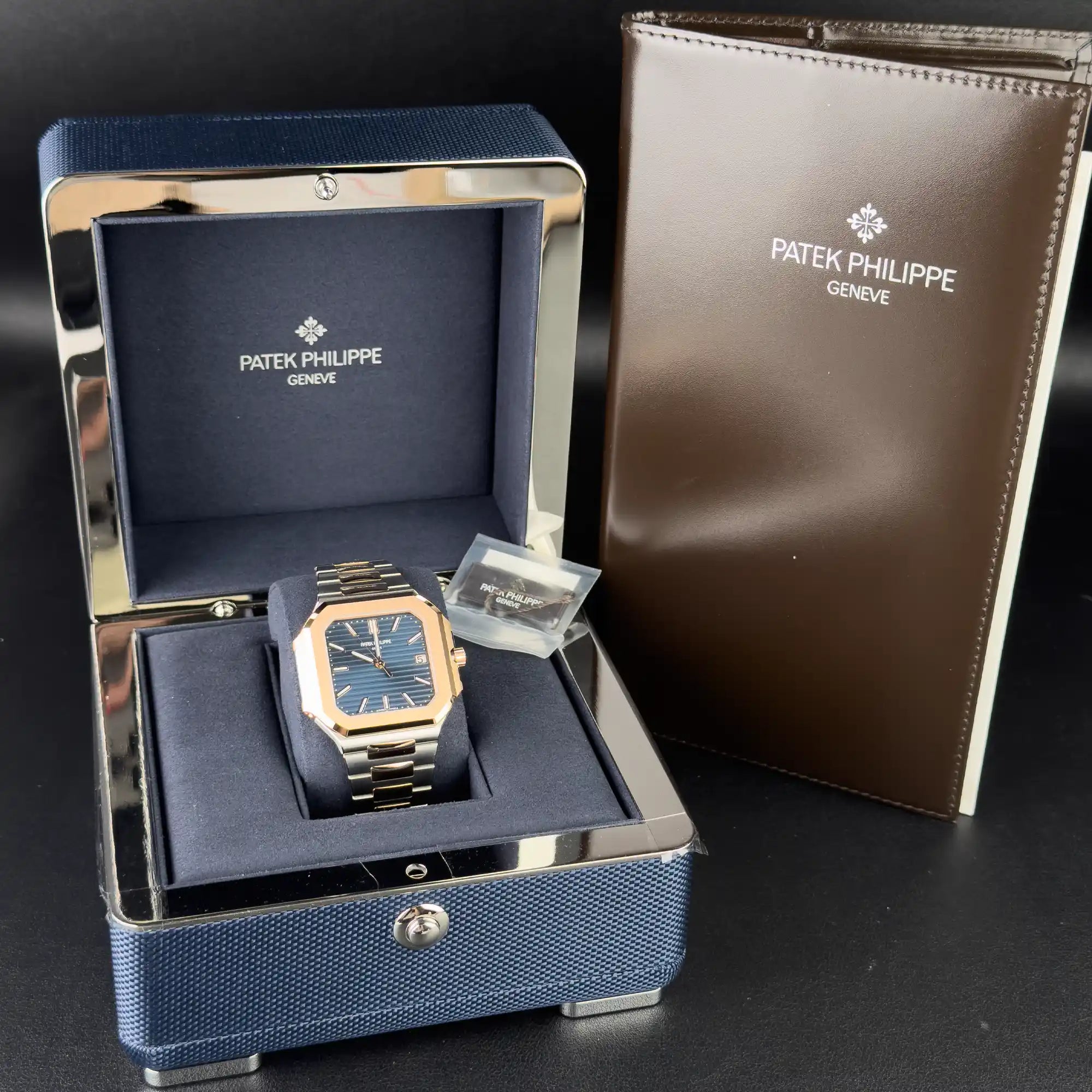 Patek Philippe Cubitus Sunburst Blue Dial 45 Stainless Steel Rose Gold 5821/1A-001 - full set