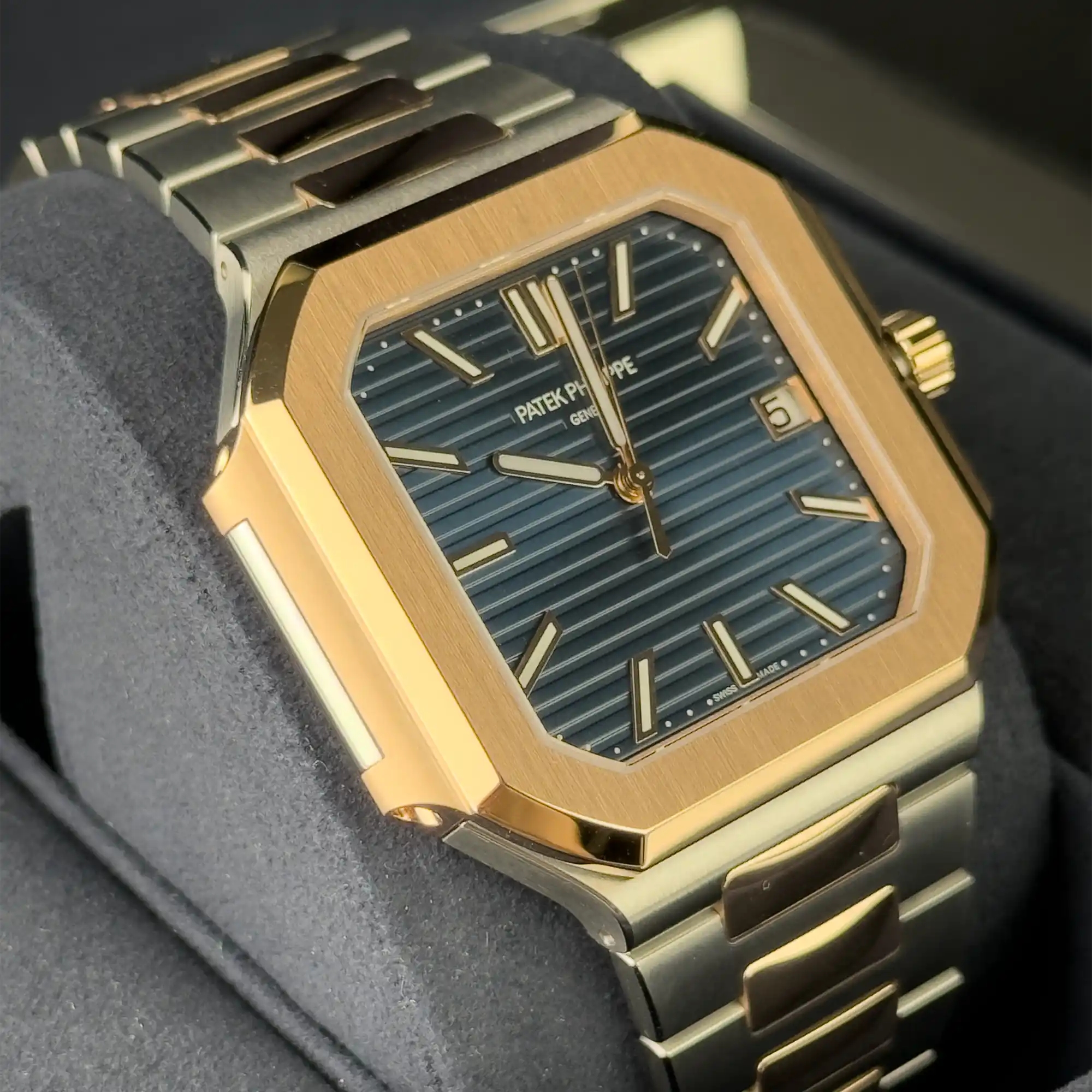 Patek Philippe Cubitus Sunburst Blue Dial 45 Stainless Steel Rose Gold 5821/1A-001 - left