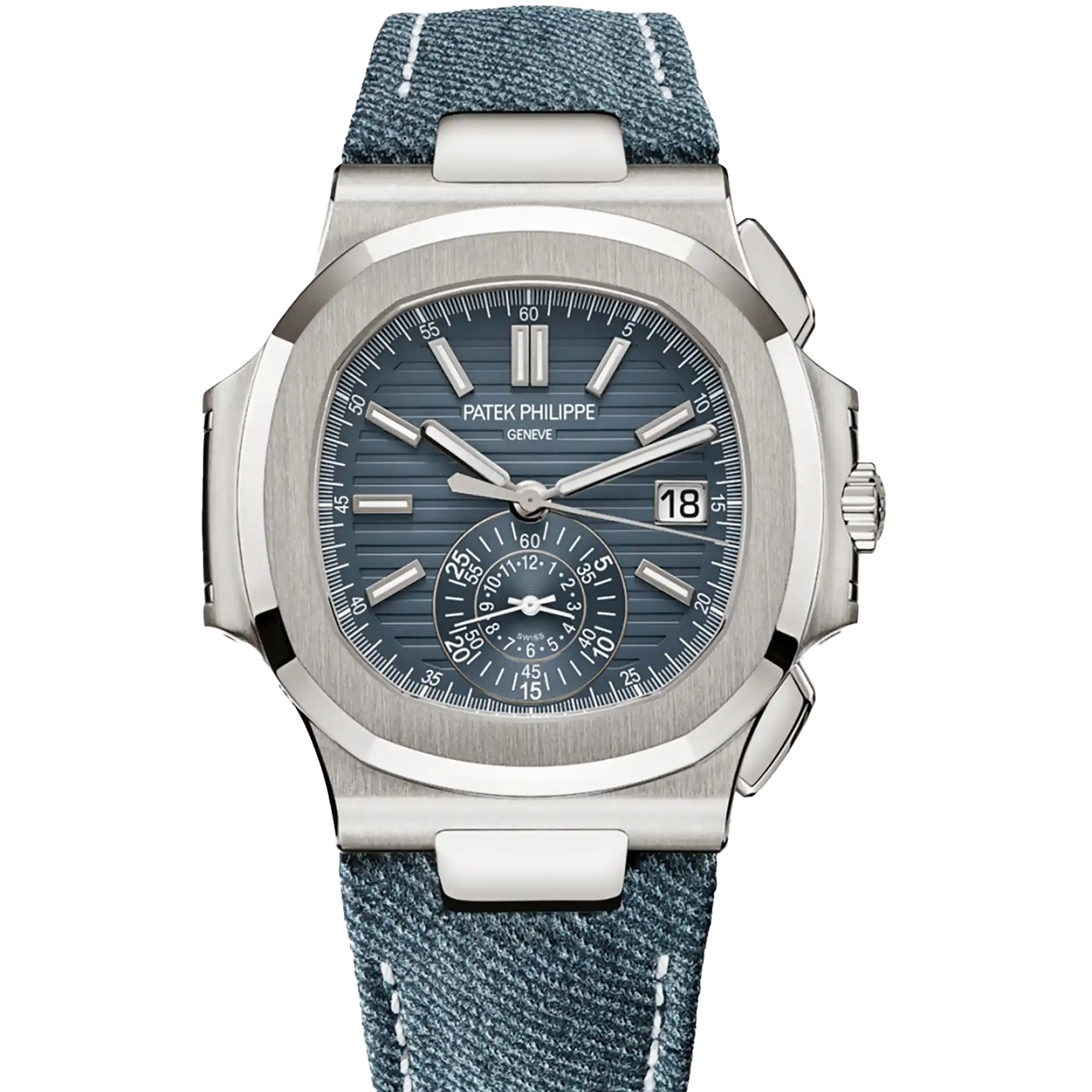 Patek Philippe Nautilus Flyback Chronograph White Gold Blue Gray Dial 40.5mm 5980/60G-001