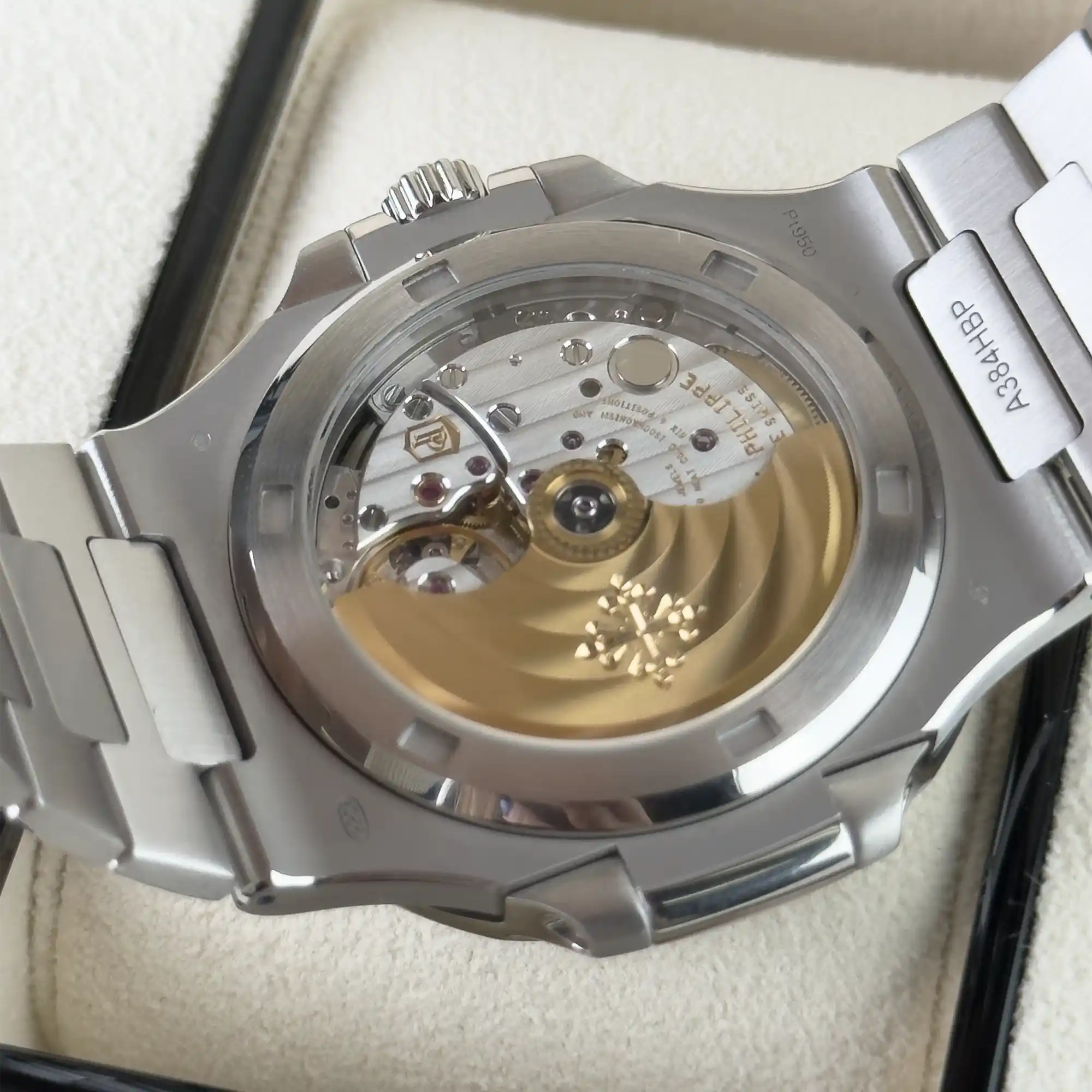 Patek Philippe Nautilus Grey Dial Diamond Bezel Platinum 5711/110P-001 - Pre-Owned - Case back