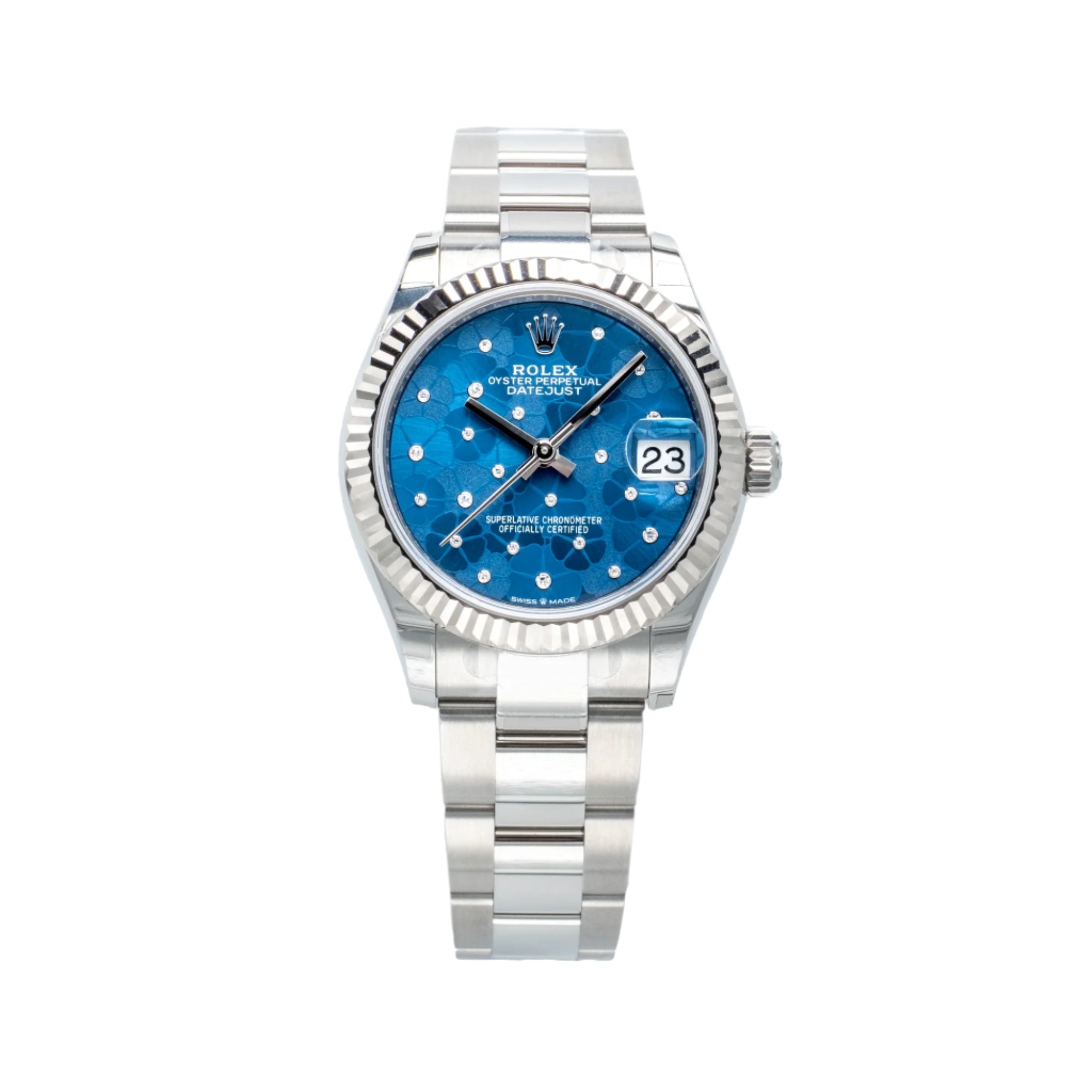 Rolex Datejust 31 Blue Floral Motif Diamond Dial Oyster 278274 - Front