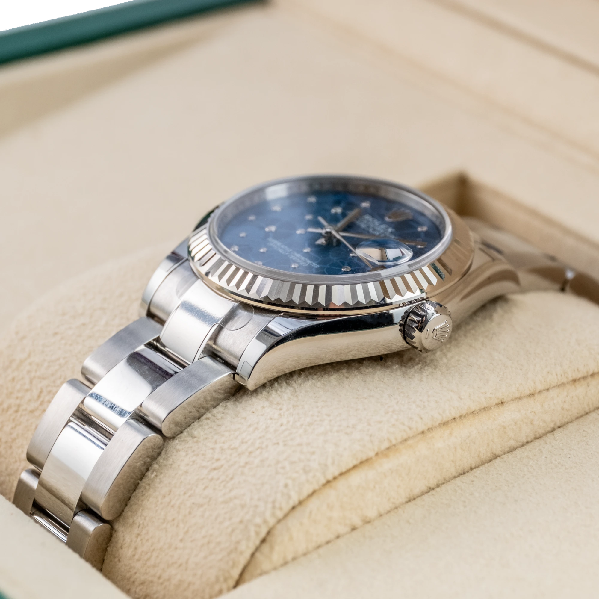 Rolex Datejust 31 Blue Floral Motif Diamond Dial Oyster 278274 - Right