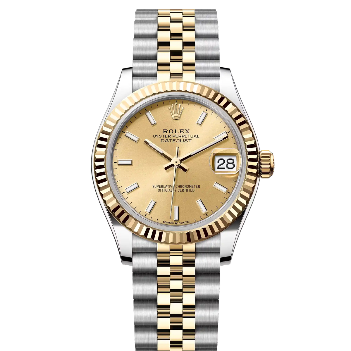 Rolex Datejust 31 Champagne Oystersteel Yellow Gold Jubilee 278273