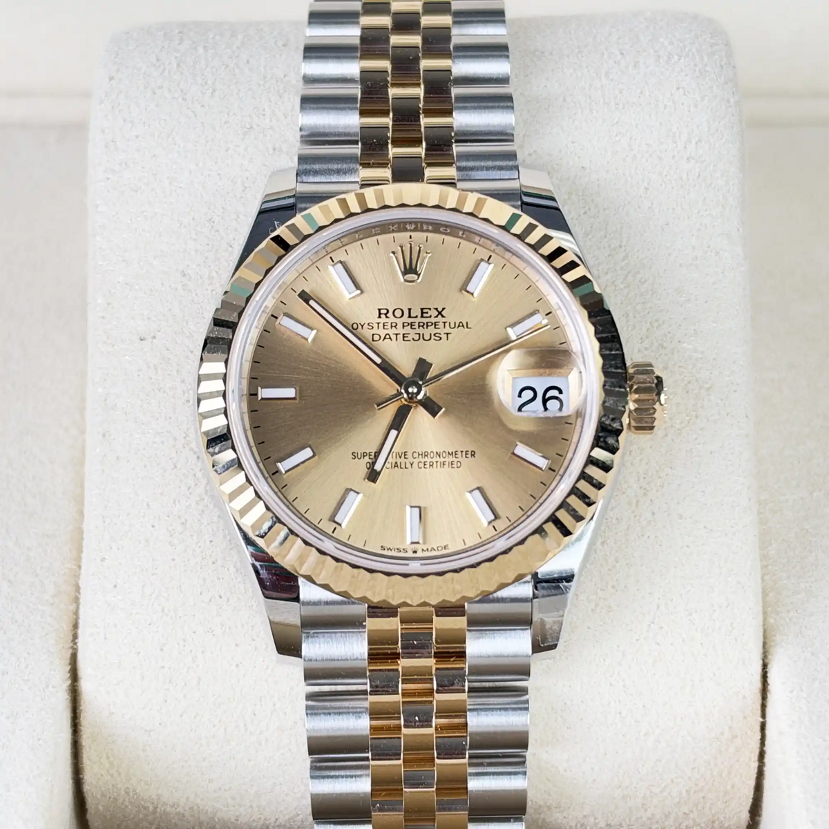Rolex Datejust 31 Champagne Oystersteel Yellow Gold Jubilee 278273 - Front