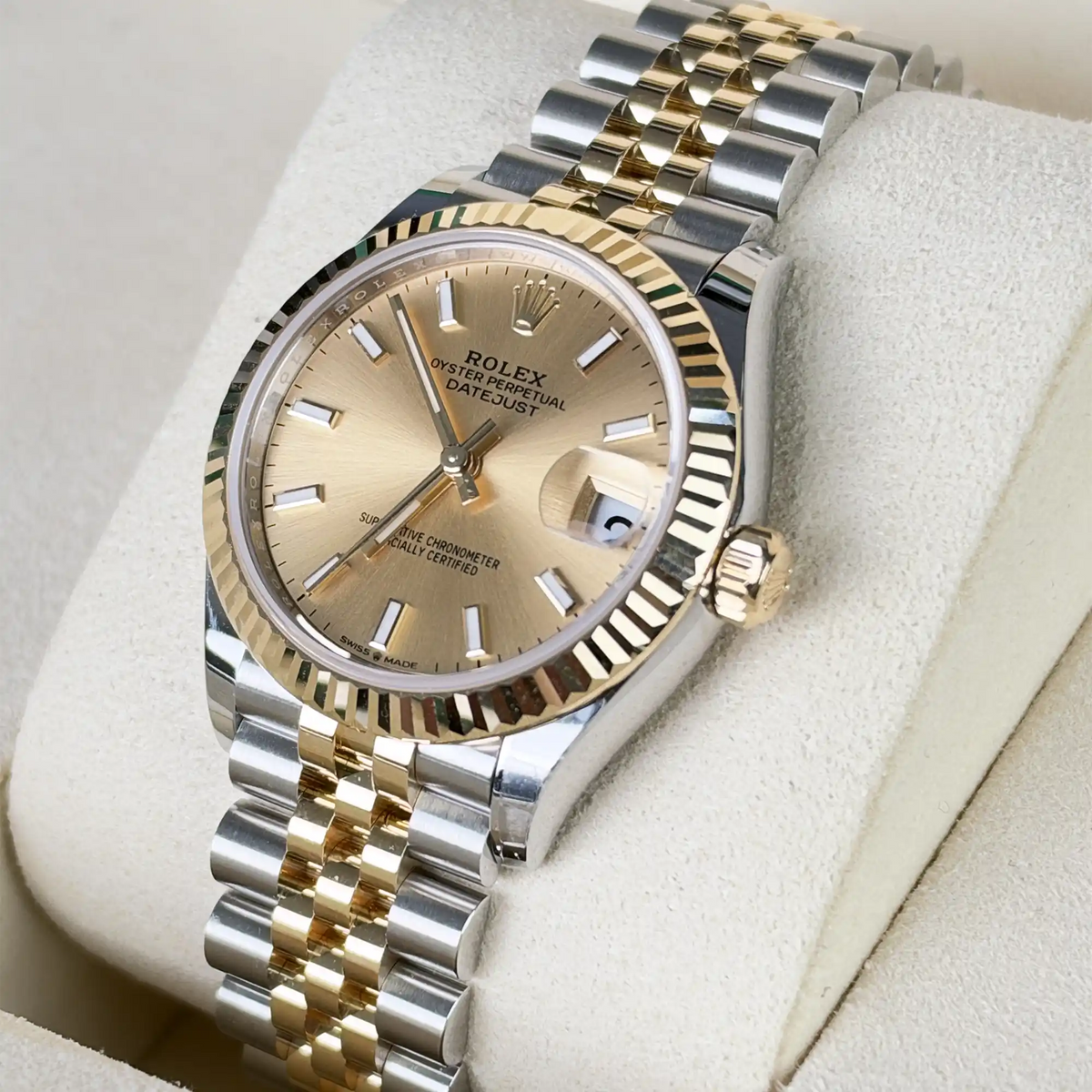 Rolex Datejust 31 Champagne Oystersteel Yellow Gold Jubilee 278273 - Right