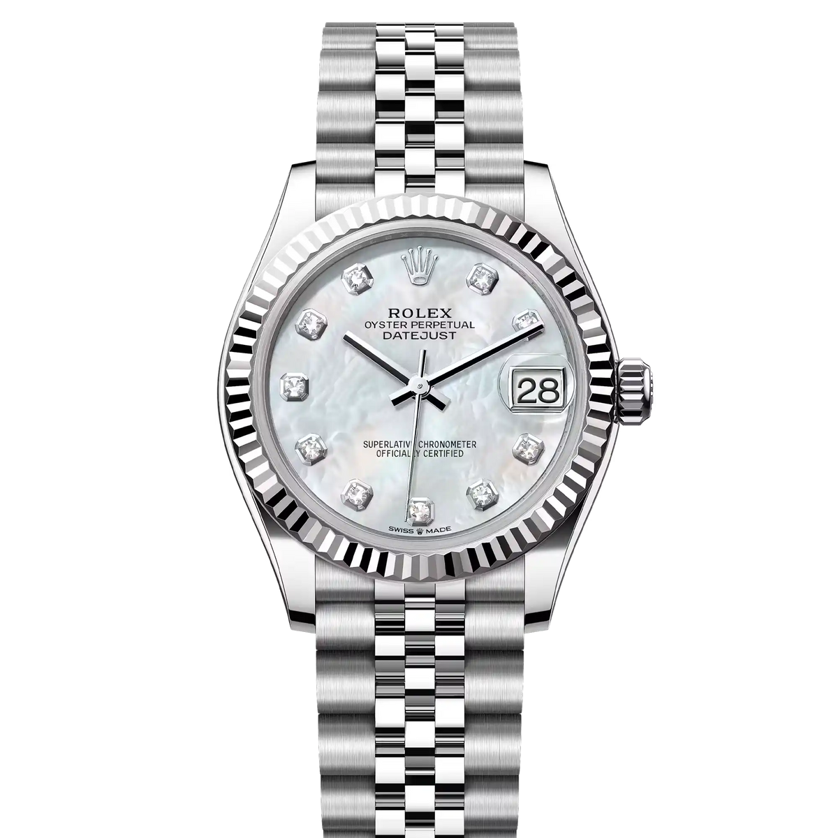 Rolex Datejust 31 Mother of Pearl Diamond hourmarker Oystersteel White Gold Jubilee 278274