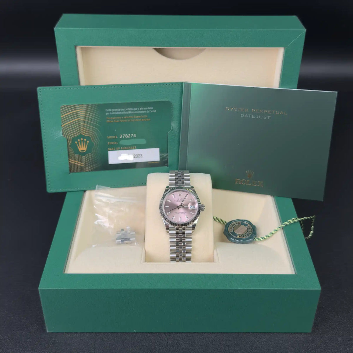 Rolex Datejust 31 Pink Index Oystersteel White Gold Jubilee 278274 - 2023 Pre-Owned - Full set
