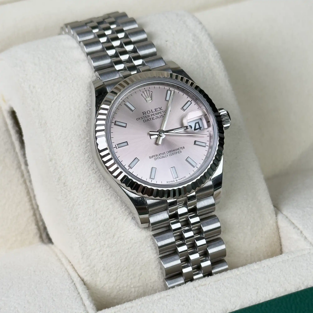 Rolex Datejust 31 Pink Index Oystersteel White Gold Jubilee 278274 - 2023 Pre-Owned - Left