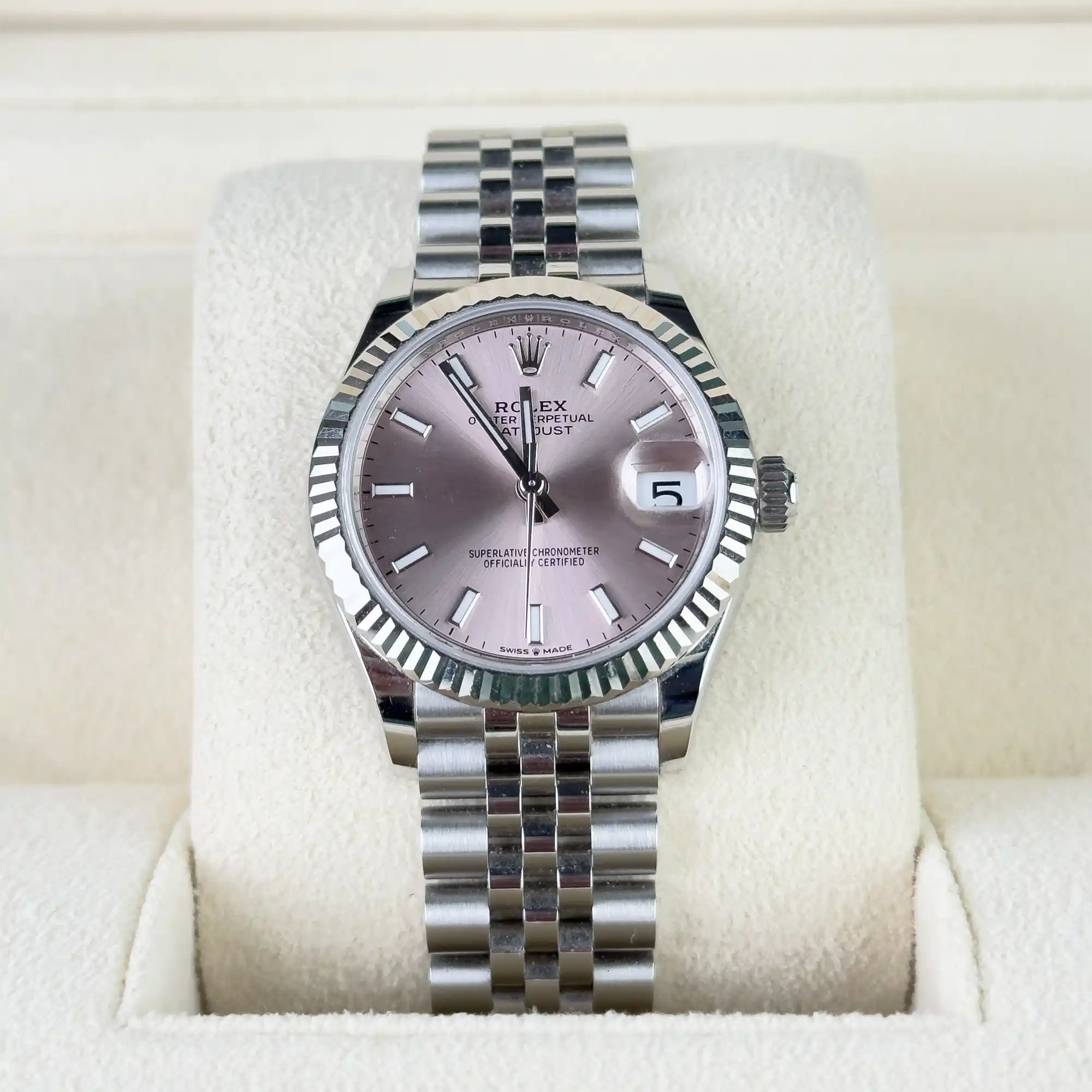 Rolex Datejust 31 Pink Index Oystersteel White Gold Jubilee 278274 - front