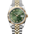 Rolex Datejust 36 Olive Green Roman Diamond Oystersteel Yellow Gold Jubilee 126233