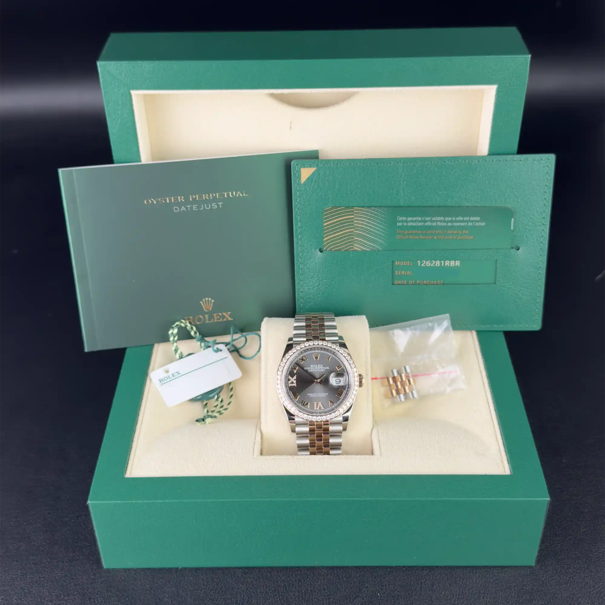 Rolex Datejust 36 Slate Diamond Oystersteel Rose Gold Jubilee 126281RBR - Full set