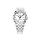 Rolex Datejust 36 White Roman Dial Diamond Bezel Jubilee 126284RBR- Front