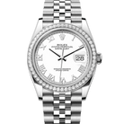 Rolex Datejust 36 White Roman Dial Diamond Bezel Jubilee 126284RBR