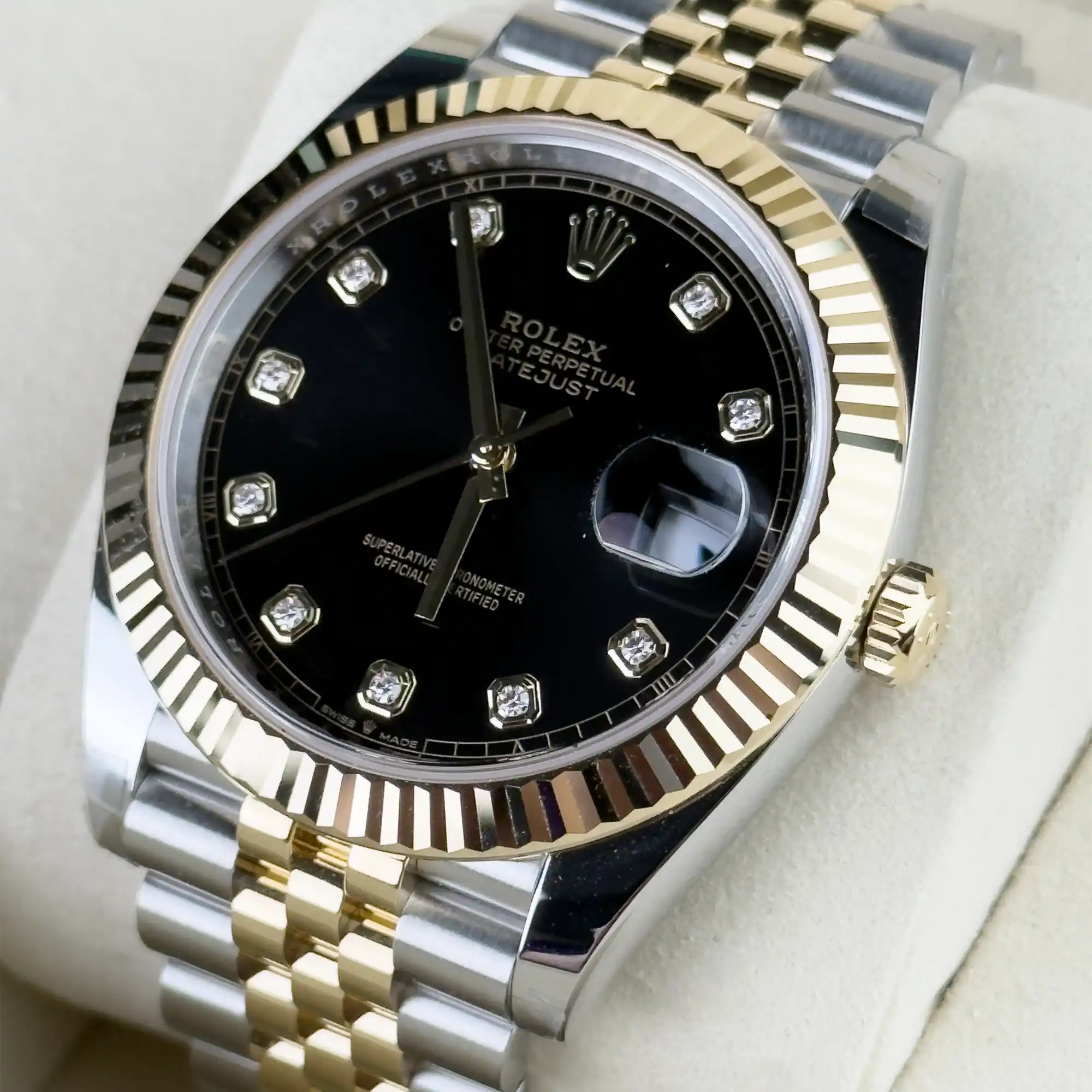 Rolex Datejust 41 Black Diamond Oystersteel Yellow Gold Jubilee 126333 - Right