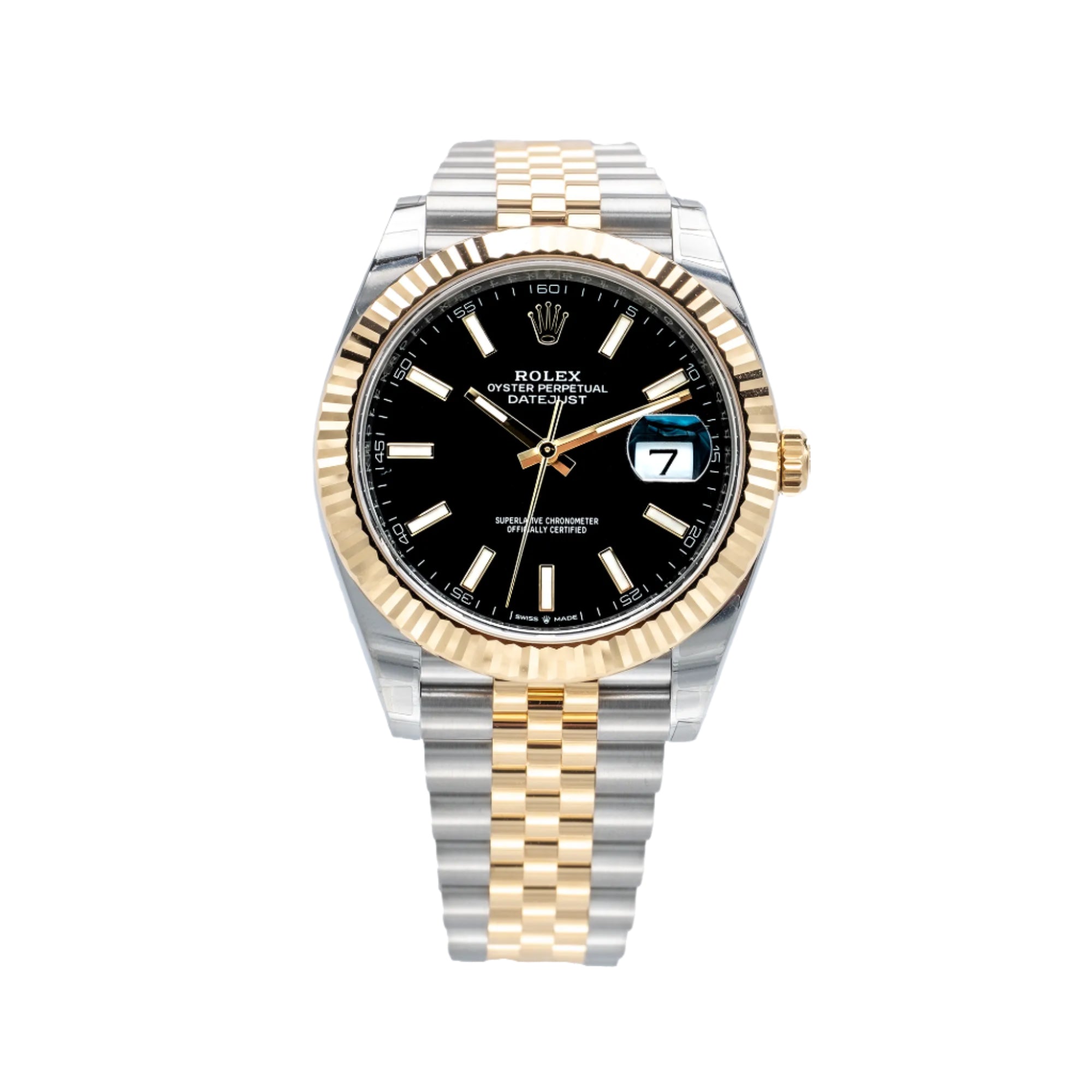 Rolex Datejust 41 Black Index Oystersteel Yellow Gold Jubilee 126333 - Front