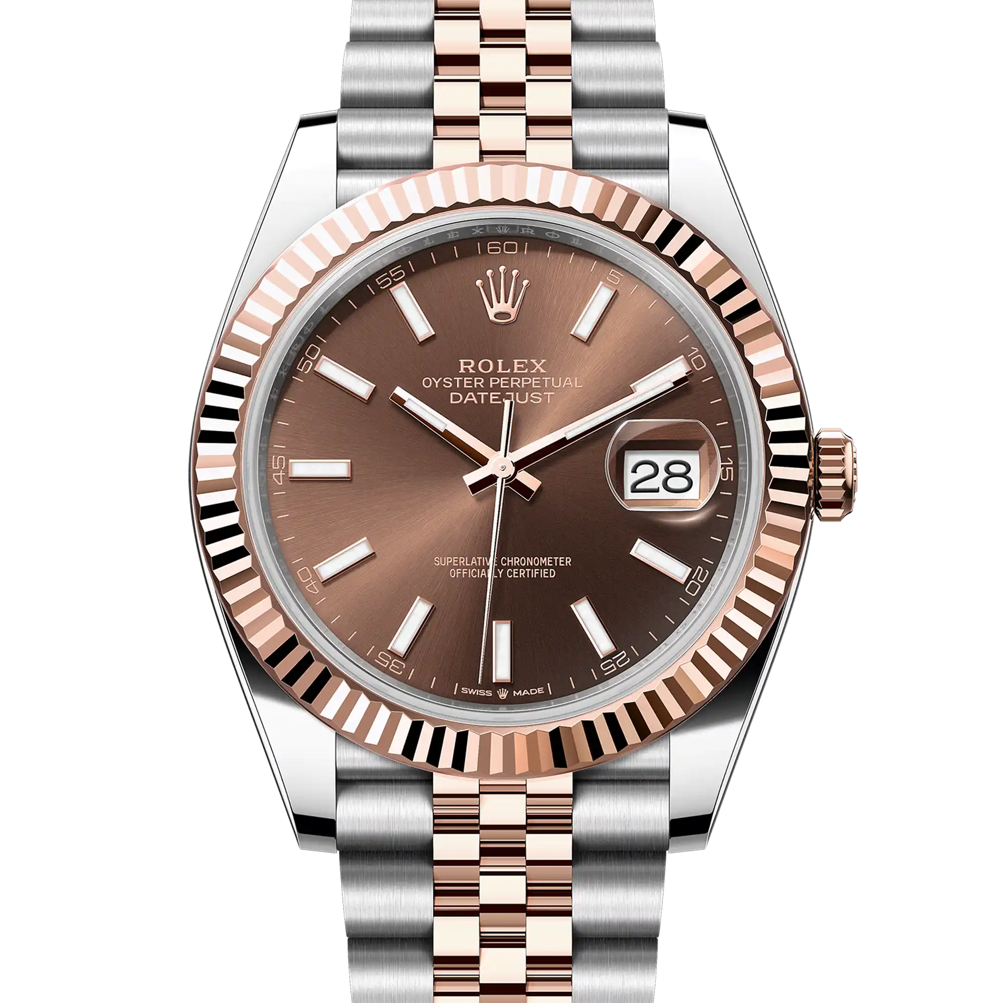 Rolex Datejust 41 Chocolate Index Oystersteel Rose Gold Jubilee 126331