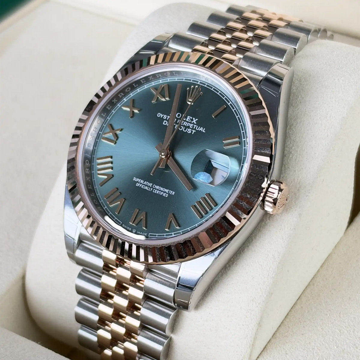 Rolex Datejust 41 Mint Green Rose Gold Oystersteel Jubilee 126331 - 2026 New Releases - 2026 Unworn - Right