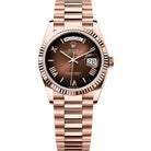 Rolex Day-Date 36 Brown Ombré Roman Rose Gold 128235 - Front