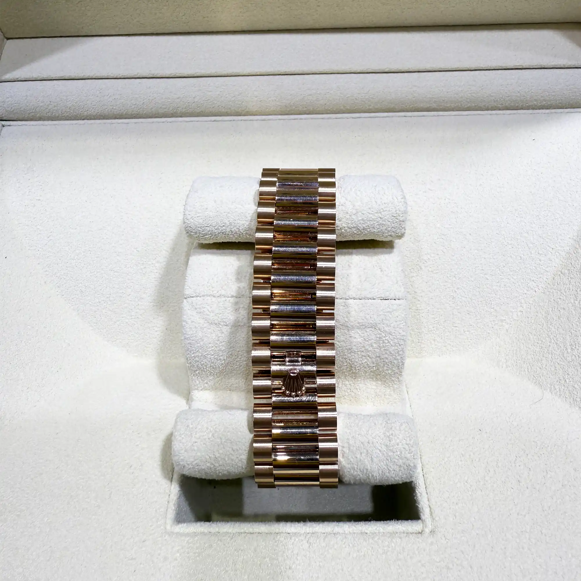 Rolex Day-Date 36 Green Aventurine Roman Diamond Rose Gold 128235 - Pre-owned - Bracelet