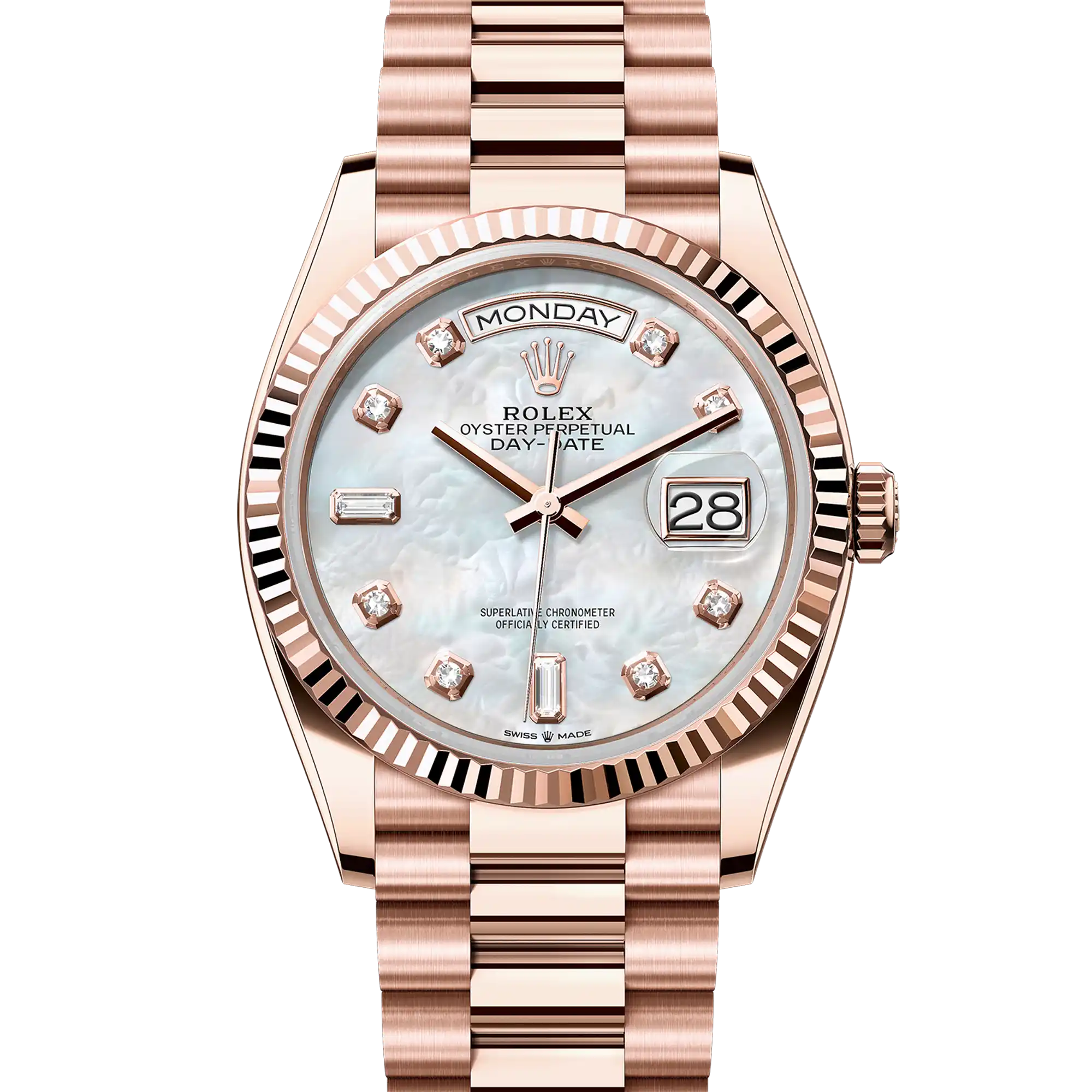Rolex Day-Date 36 Mother of Pearl Diamond Rose Gold 128235