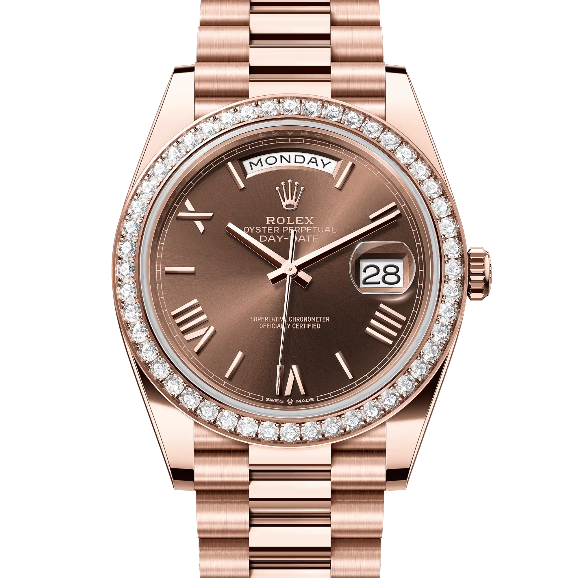 Rolex Day-Date 40 Chocolate Roman Rose Gold 228345