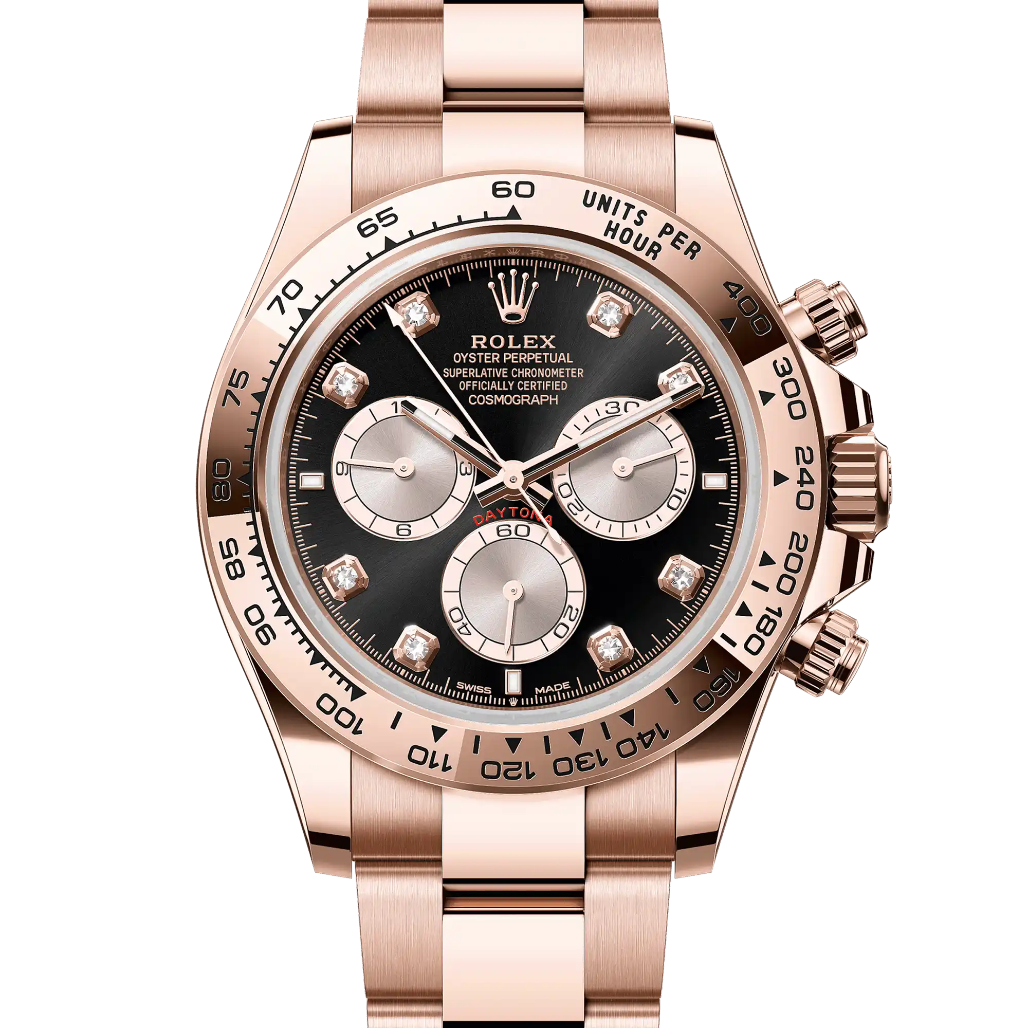 Rolex Daytona Everose Gold Black Steel Diamond Dial Oyster 126505