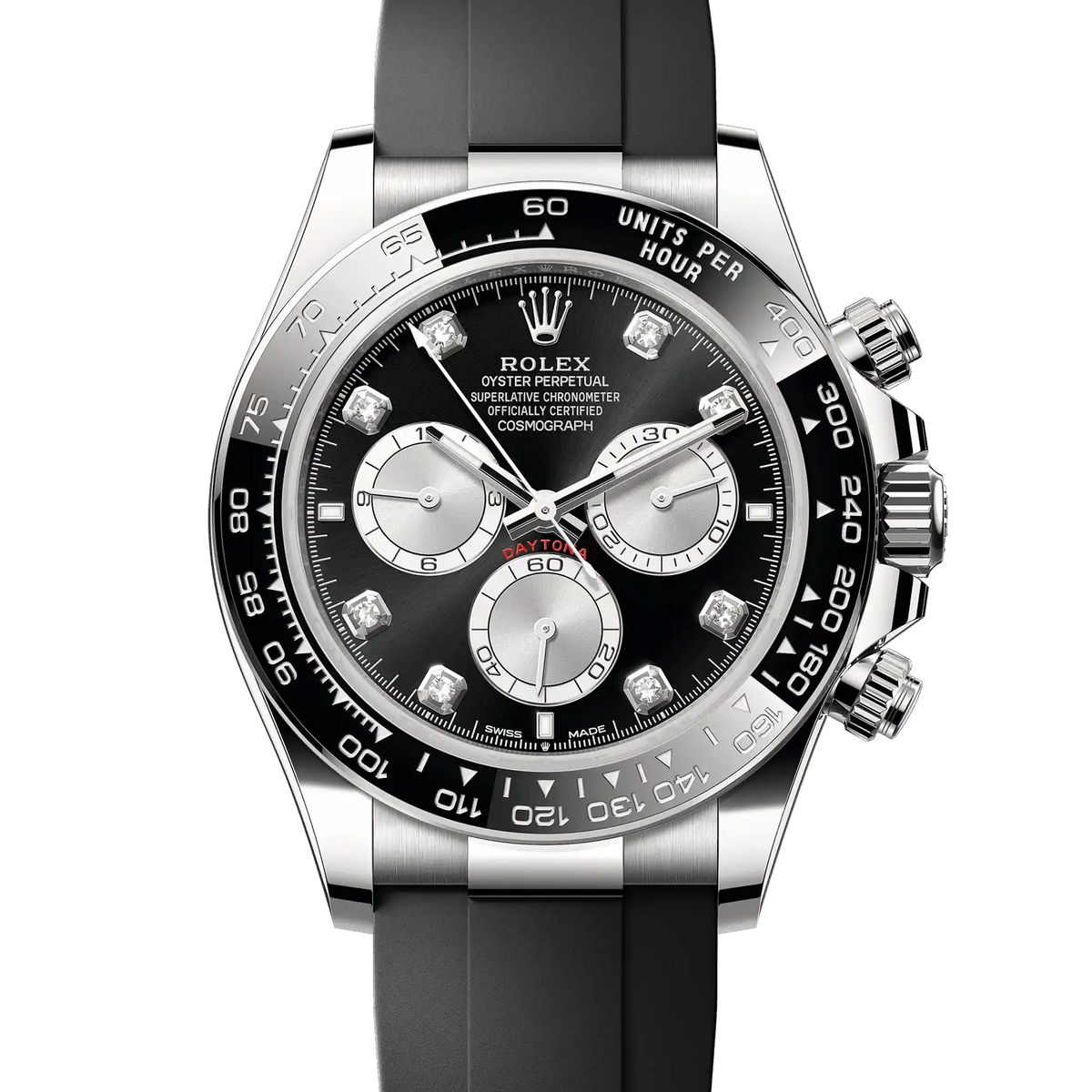 Rolex Daytona Black Diamond Dial White Gold Oysterflex 126519