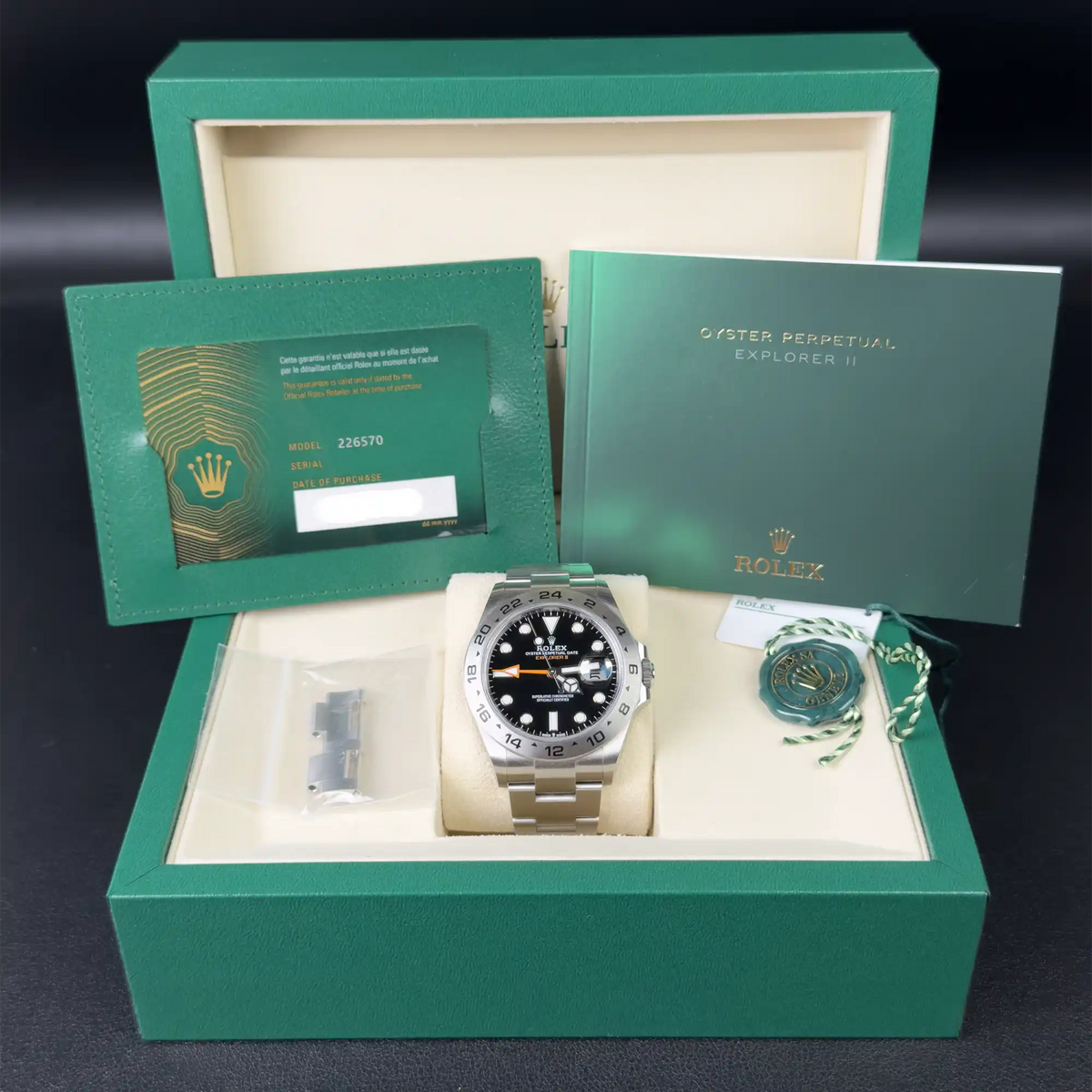 Rolex Explorer II Black Dial Stainless Steel 226570 - 2025 Pre-Owned Mint - Full set
