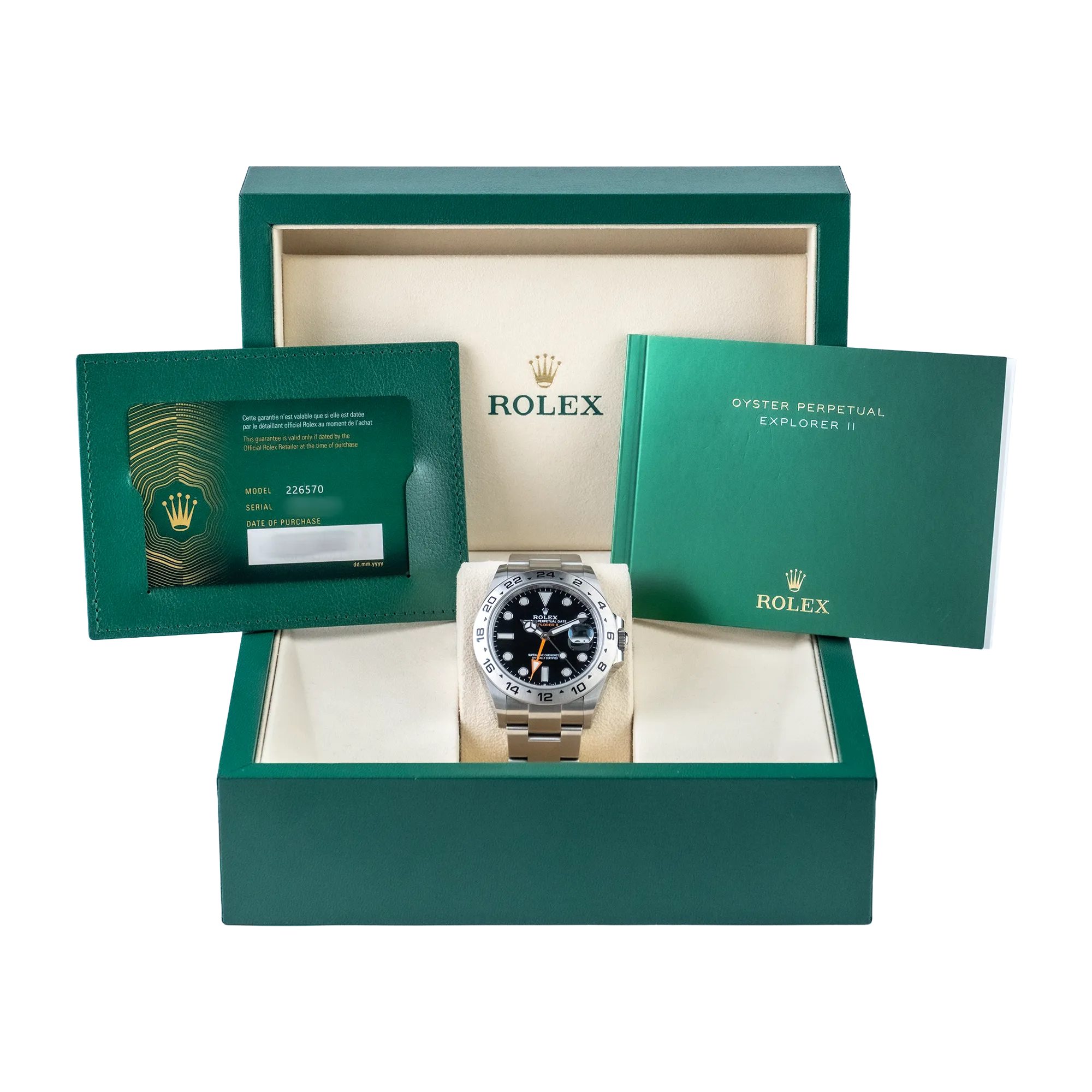 Rolex Explorer II Black Dial Stainless Steel 226570 - Full set