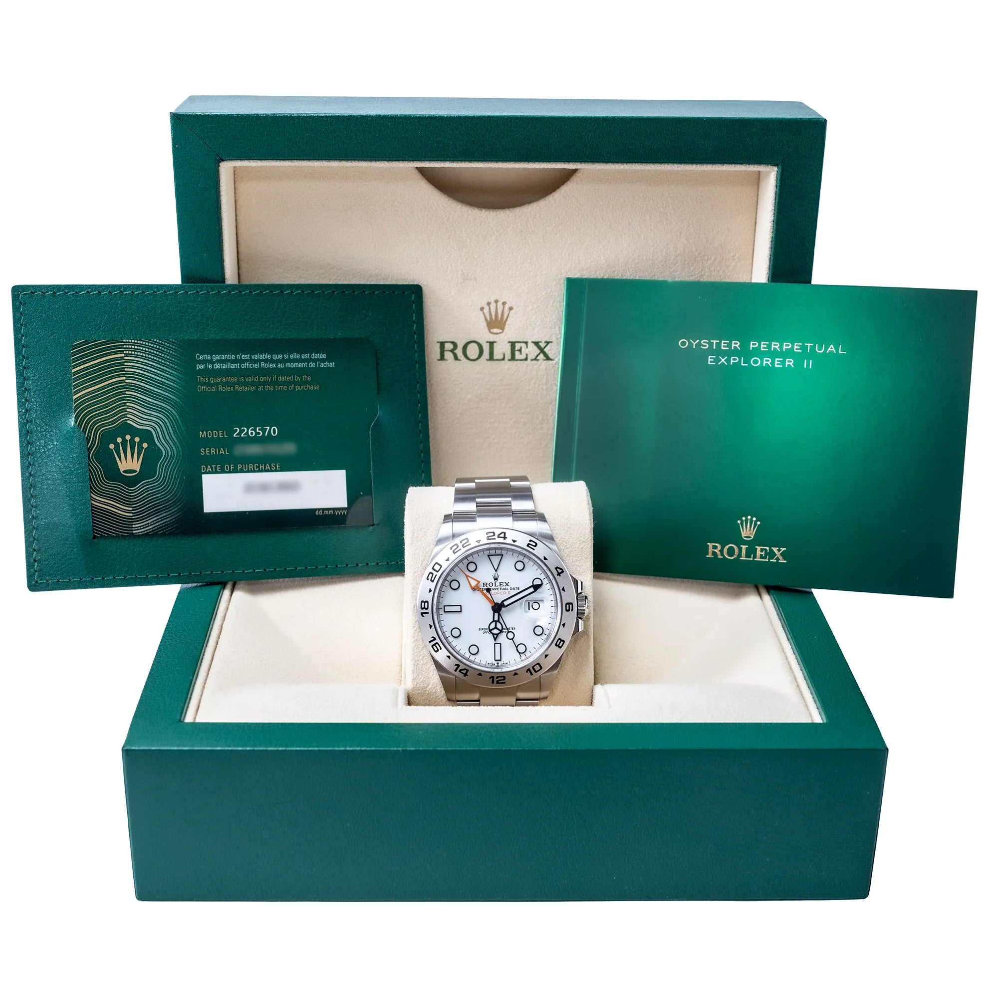 Rolex Explorer II White Dial Stainless Steel 226570 - Full set