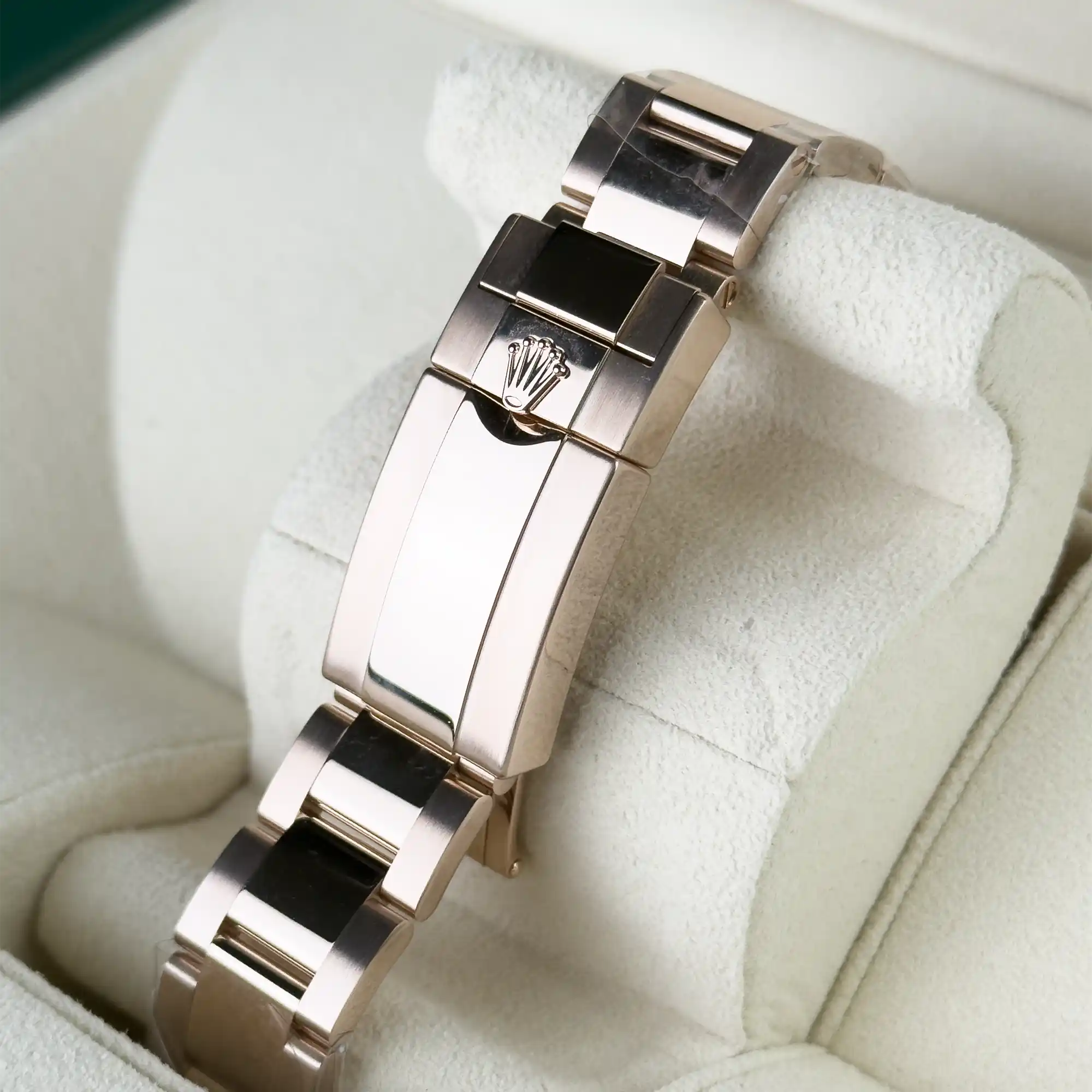 Rolex GMT Master II Black Dial Sapphire Emerald Bezel Rose Gold 126755SARU - 2022 Retail Ready - Clasp 2