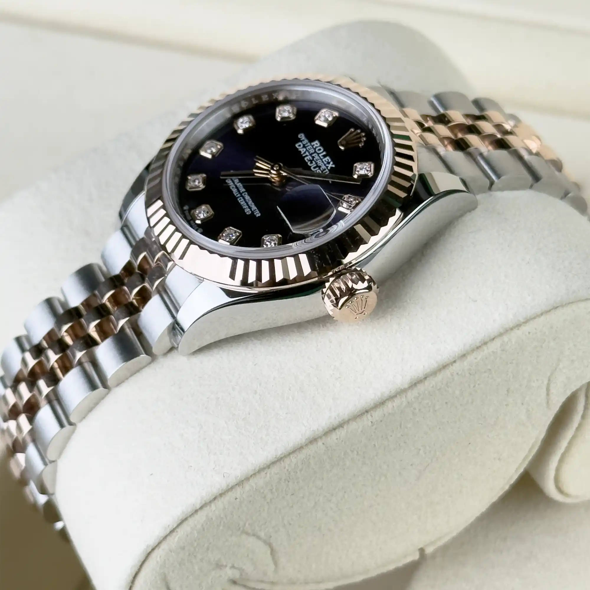 Rolex Lady Datejust 28 Purple Diamond Oystersteel Rose Gold Jubilee 279171 - Side 1