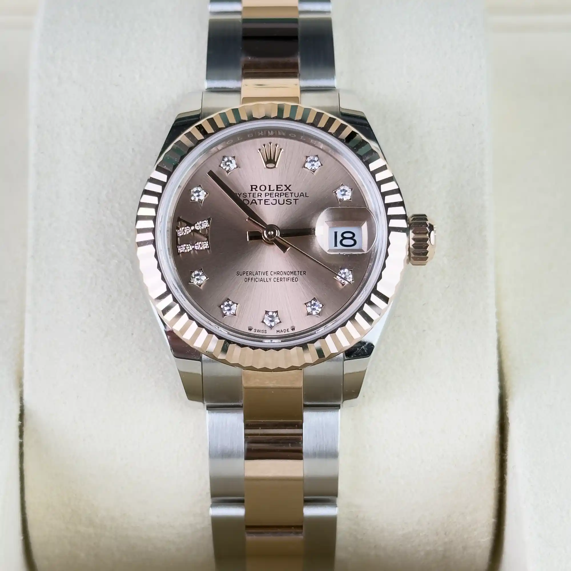 Rolex Lady Datejust 28 Rose Diamond Oystersteel Rose Gold Oyster 279171 - Front
