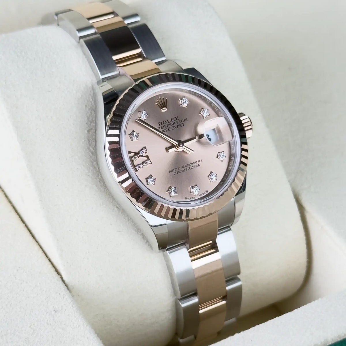 Rolex Lady Datejust 28 Rose Diamond Oystersteel Rose Gold Oyster 279171 - Left
