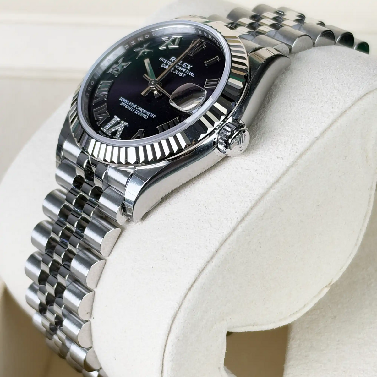 Rolex Lady Datejust 31 Aubergine Purple Roman Diamond Oystersteel White Gold Jubilee 278274 - Side 2