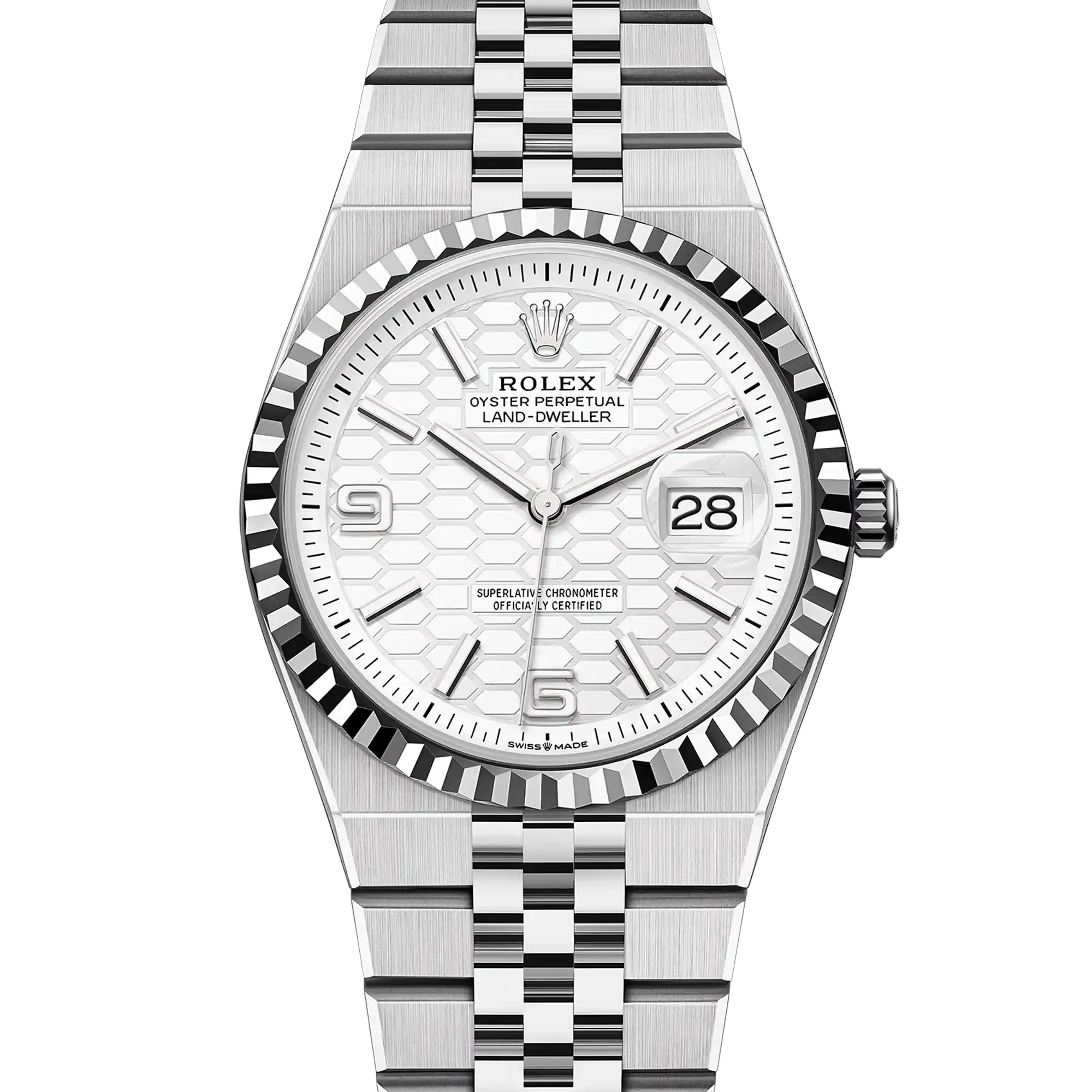 Rolex Land Dweller 36 Oystersteel White Gold White Dial Flat Jubilee 127234 - 2025 New Release
