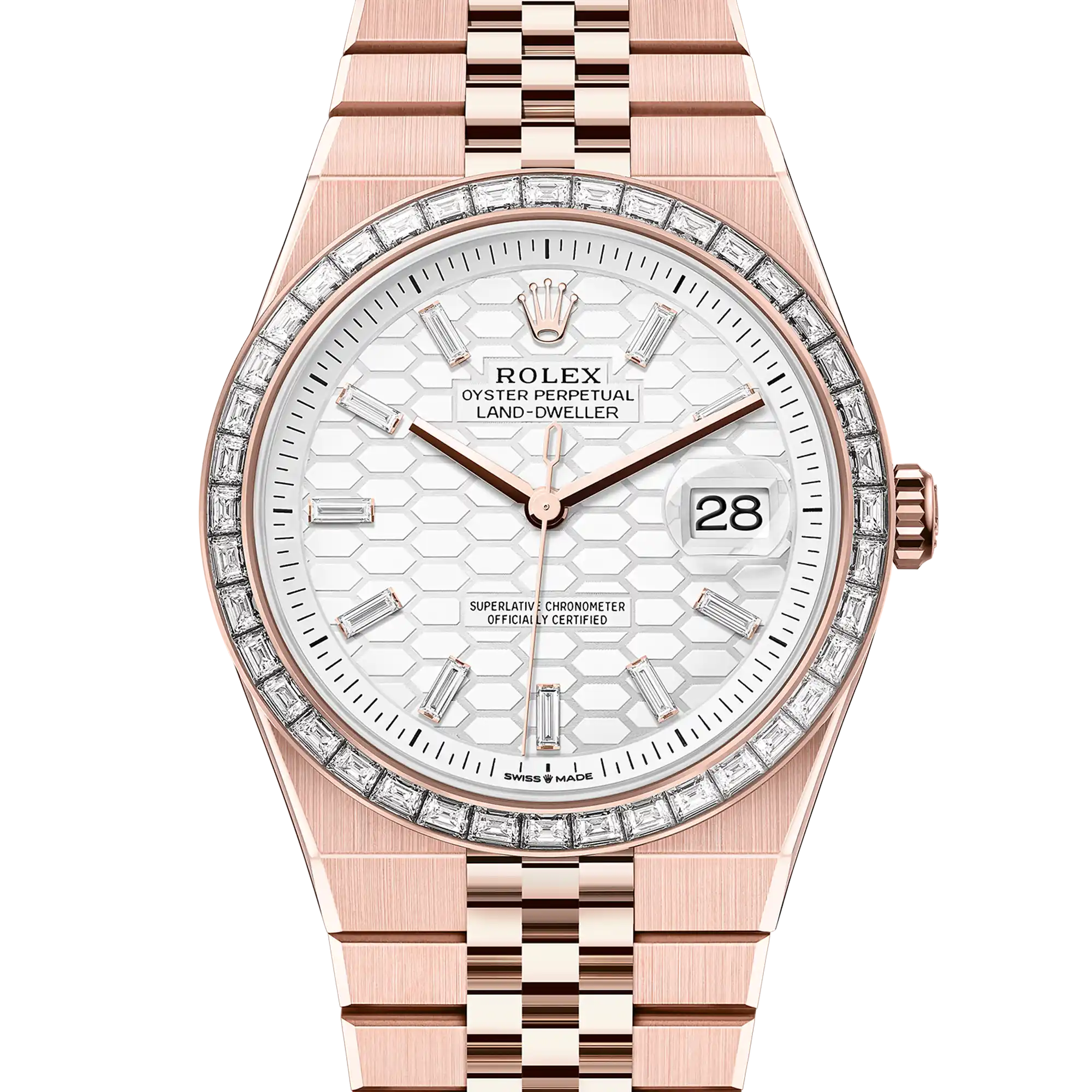 Rolex Land Dweller 40 Rose Gold White Diamond Dial Flat Jubilee 127385TBR - 2025 New Release