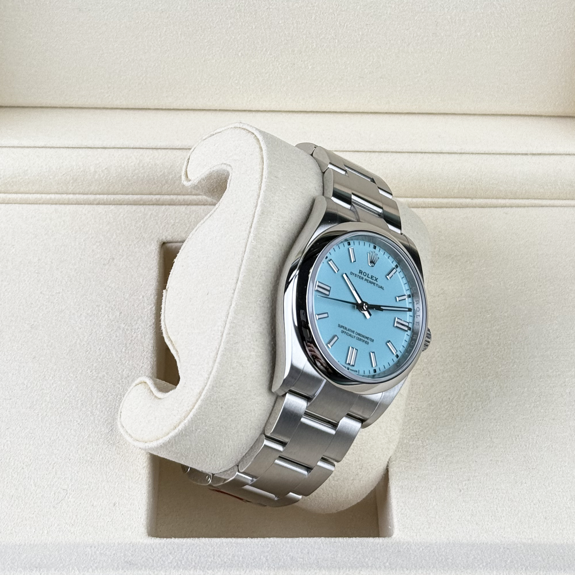 Rolex Oyster Perpetual 36 Tiffany Blue Dial 126000 - Left