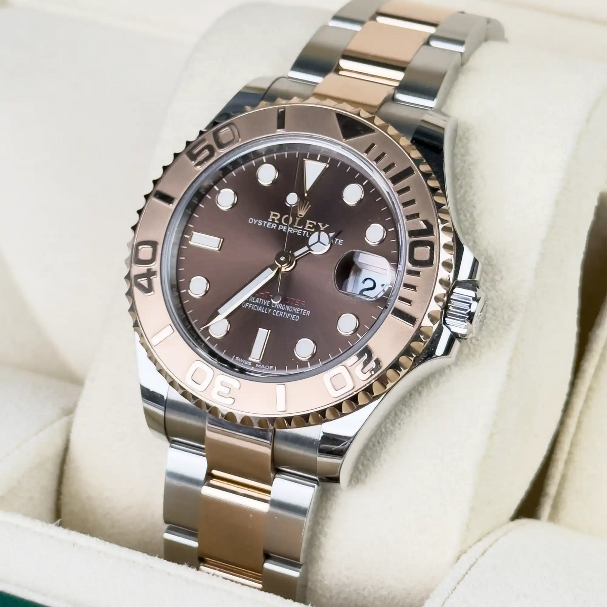 Rolex Yacht-Master 37 Chocolate Dial Oystersteel and Everose Gold 268621 - 2017 Pre-Owned Mint - Right