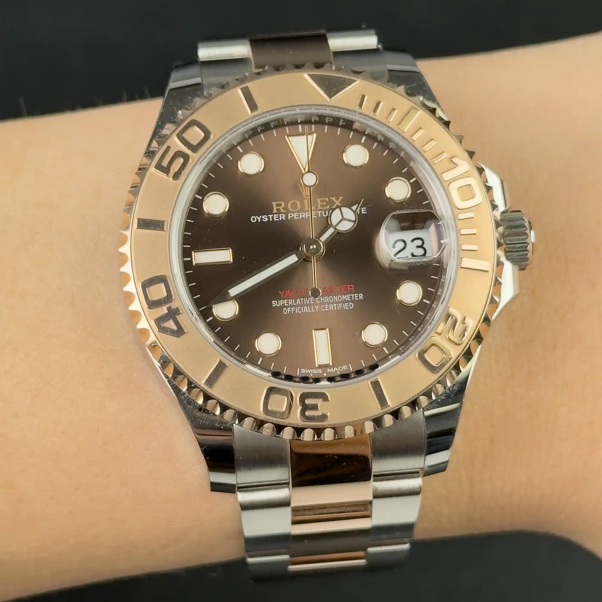 Rolex Yacht-Master 37 Chocolate Dial Oystersteel and Everose Gold 268621 - 2017 Pre-Owned Mint - Wrist